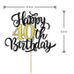 Leetaivie Happy 40Th Birthday Cake Topper, Black Gold Glitter Birthday Cake Topper, 40Th Anniversary/ 40Th Birthday Party Decora