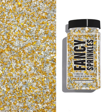 Fancy Sprinkles Filthy Rich Fancy Sugar Silver and Gold Pearlescent Sugar Crystals Flecked with Silver and Gold Mini Edible Glit