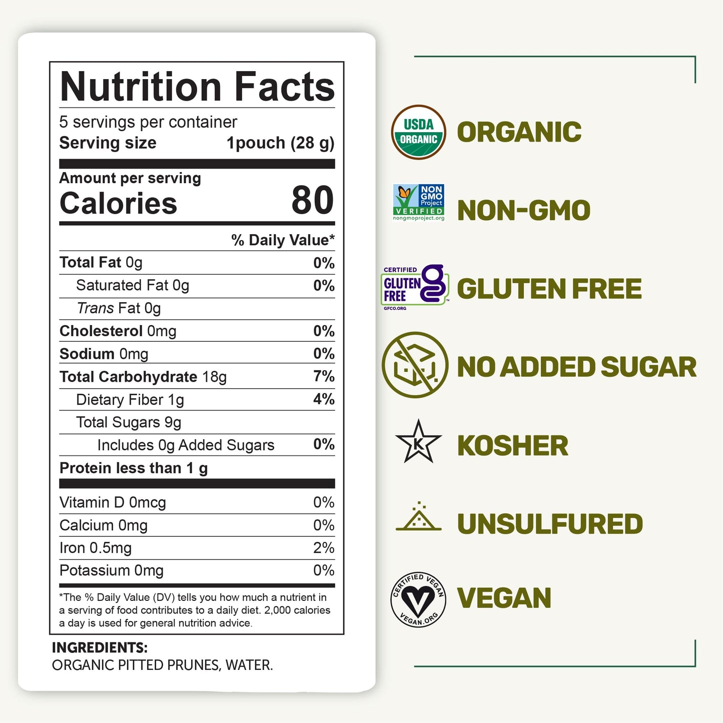 Happy Village Organic Soft Dried Prunes (Plums) On The Go - 3 Bags (15 Individual Portion Packs) | Organic, Non-Gmo, Gluten-Free