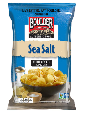 Boulder Canyon Totally Natural Kettle Cooked Potato Chips Gluten Free, 5-Ounce Bags (Case Of 12)