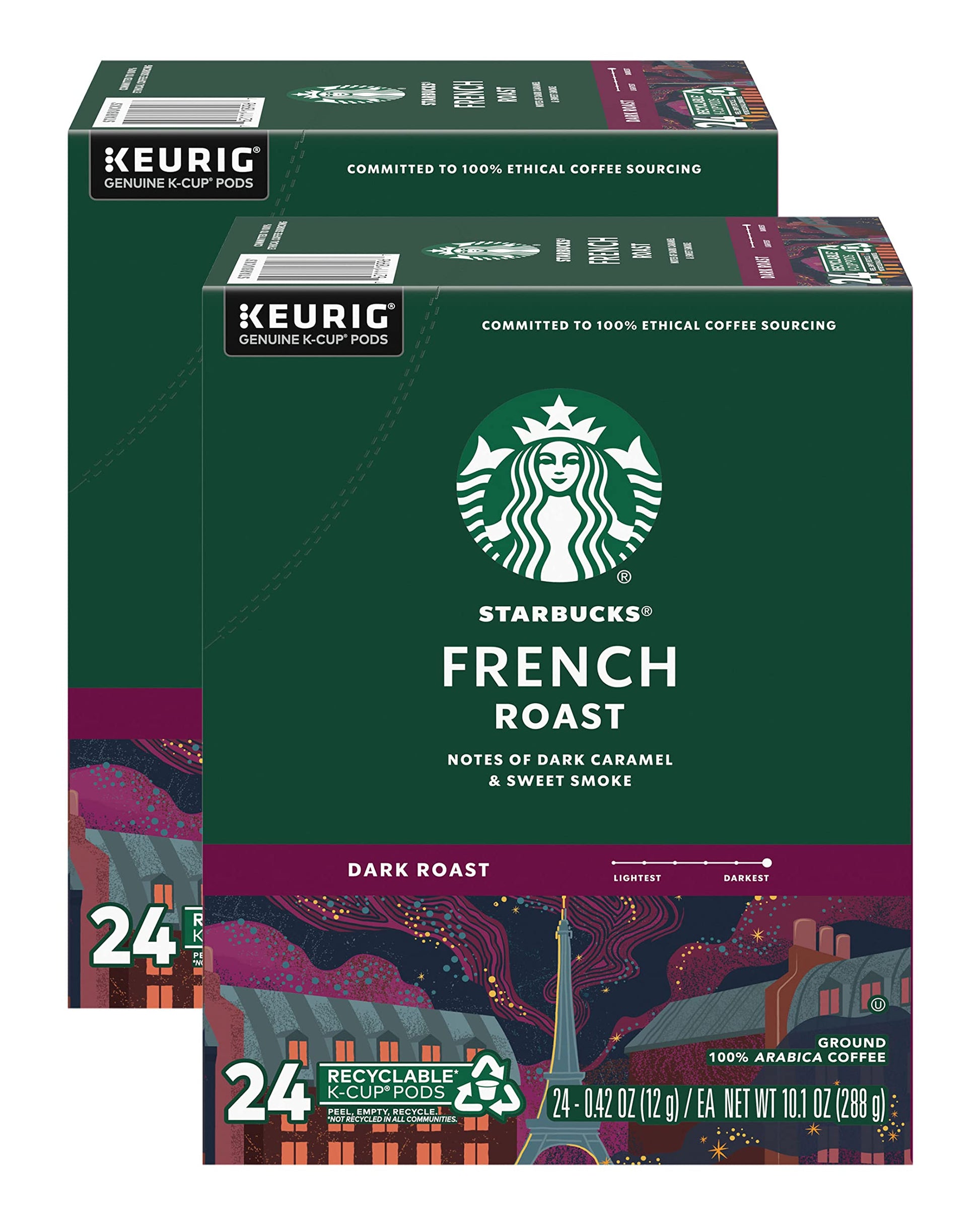 Starbucks K-Cup Pods French Roast Dark Roast Coffee 24 CT (Pack of 2)
