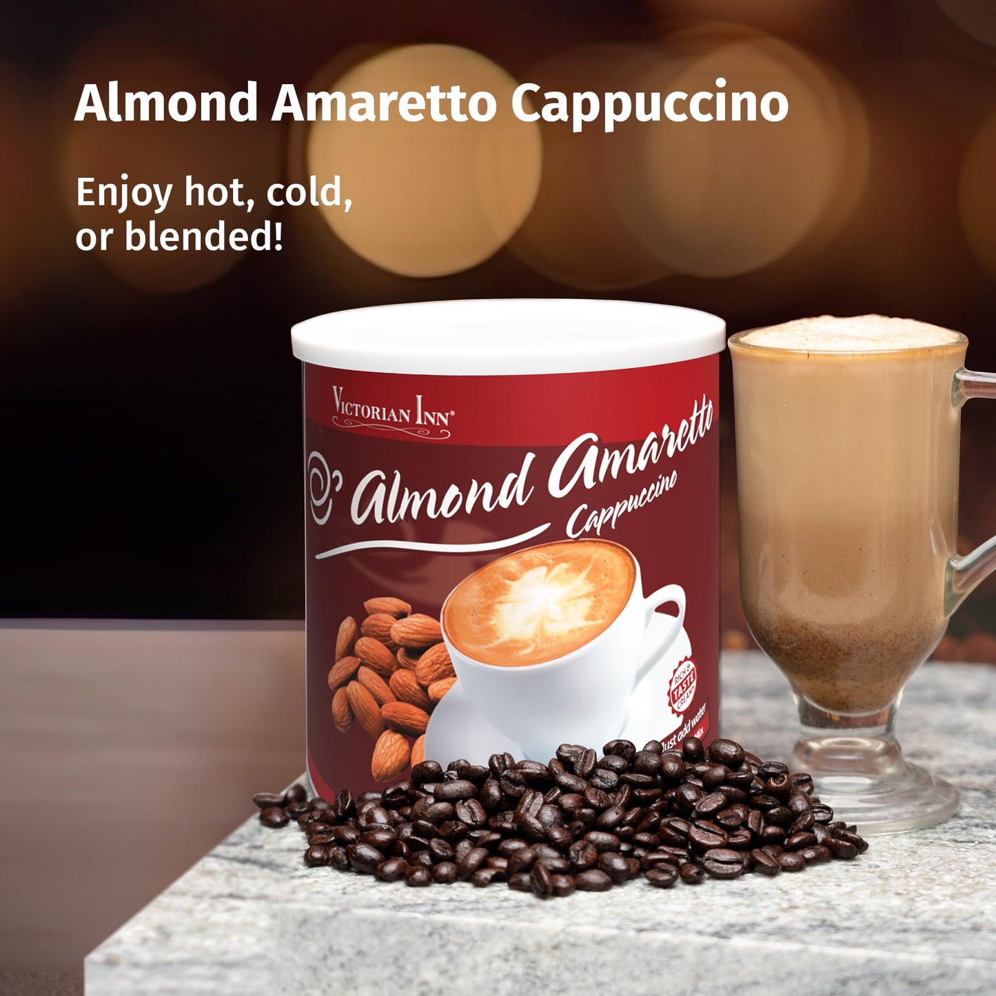 Victorian Inn Instant Cappuccino Almond Amaretto 32 Ounce Pack of 6