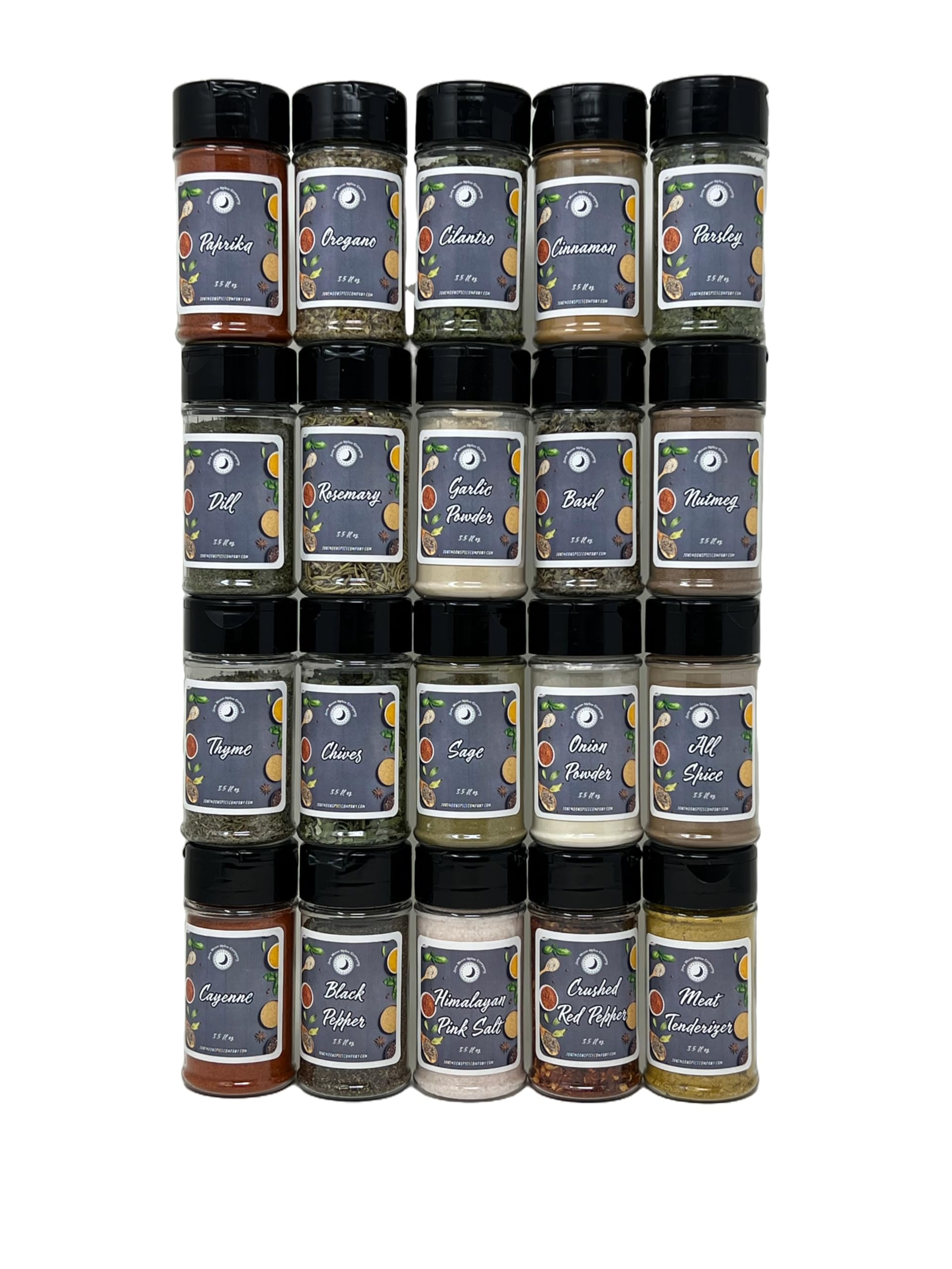 June Moon Spice Company Premium Pantry Seasoning Set - 20 Count, All Natural Herbs, Spices, and Seasoned Salt