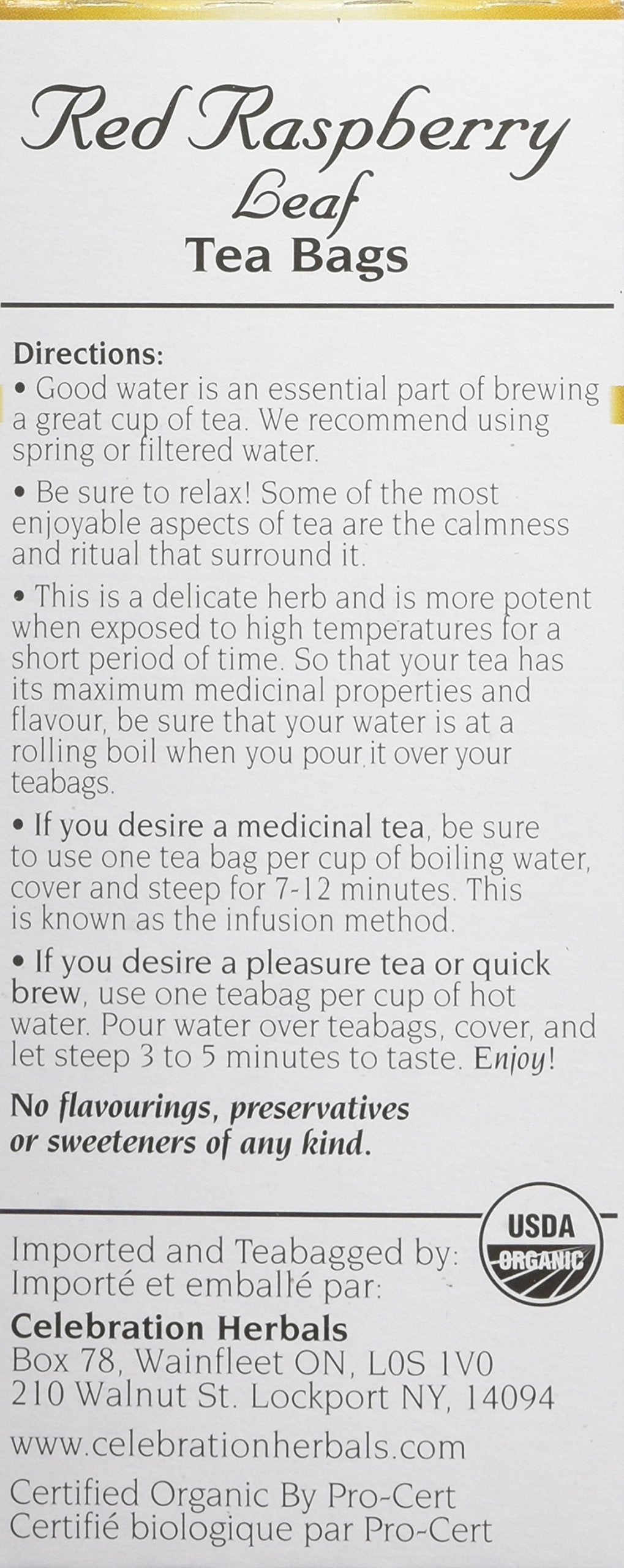 Celebration Herbals Red Raspberry Leaf Tea Organic 24 Bag, 0.02 Pound