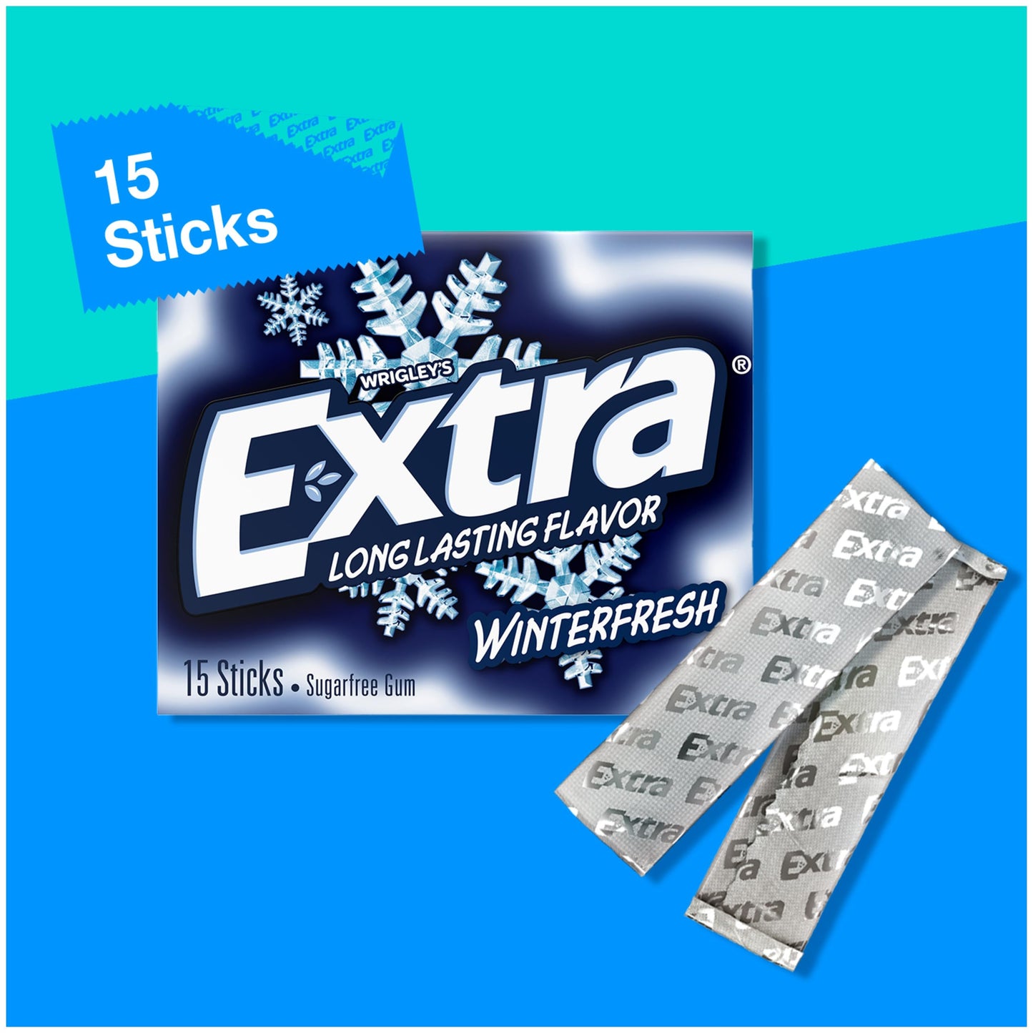 Extra Gum Winterfresh Sugarfree, Bulk, Individually Wrapped, Perfect for Fresh Breath at School, Work, and Travel 15 Count, Pack