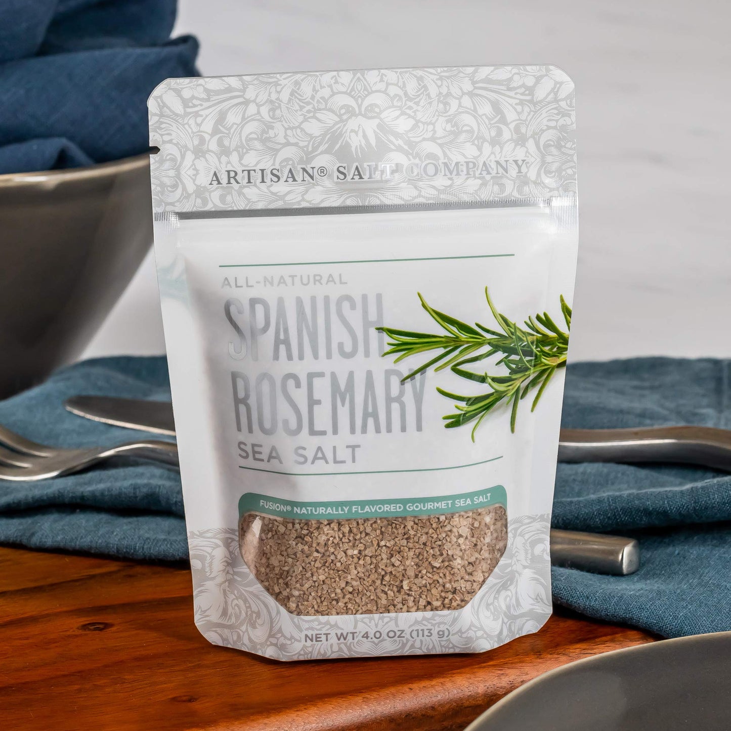 Artisan Salt Company Fusion Naturally Flavored Spanish Rosemary Sea Salt, Zip-Top Pouch, 4 Ounce