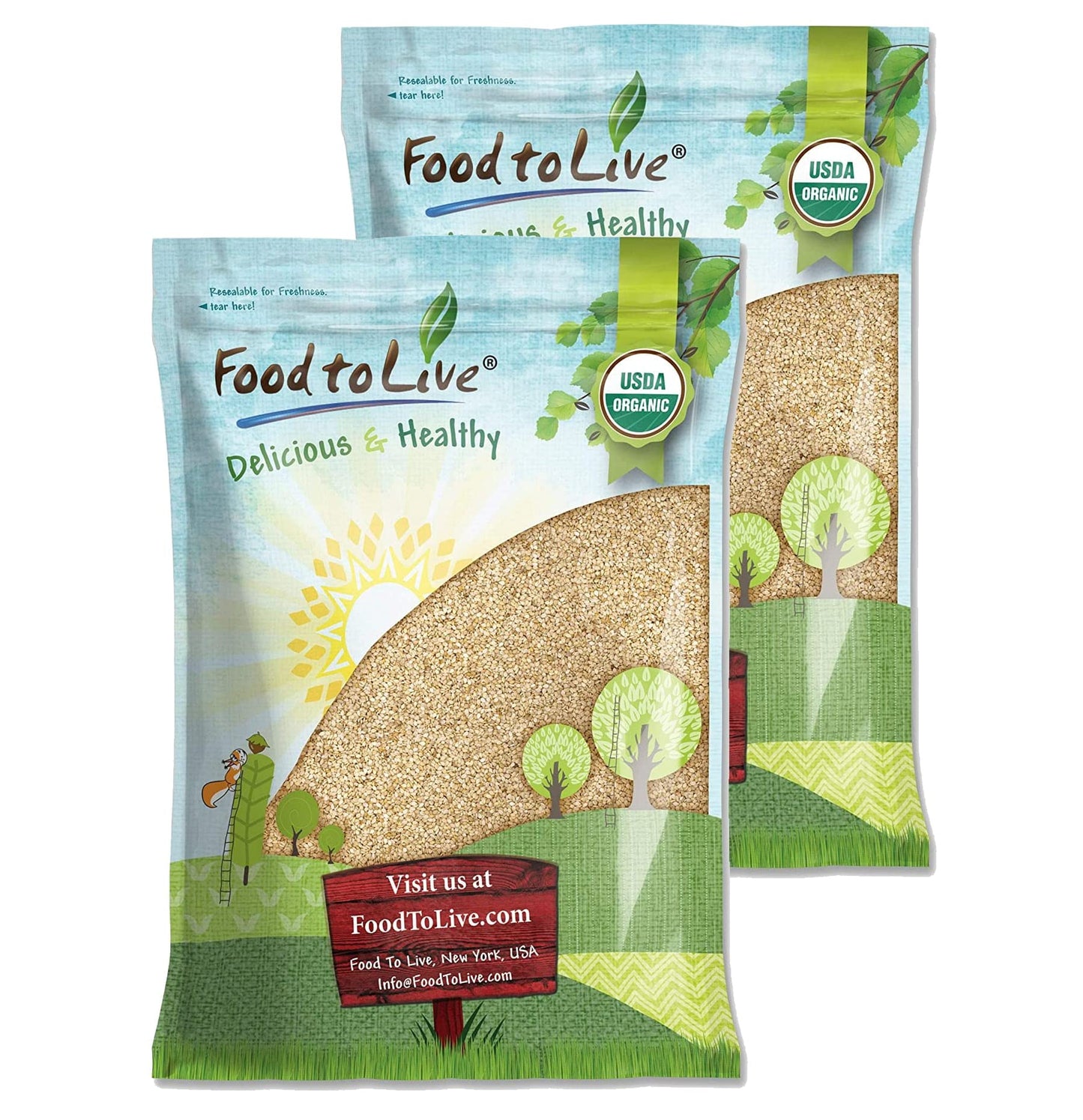 Food to Live Organic Unhulled Sesame Seeds, 16 Pounds - Non-GMO, Whole Natural Raw White Sesame Seeds, Kosher, Vegan, Bulk, Rich