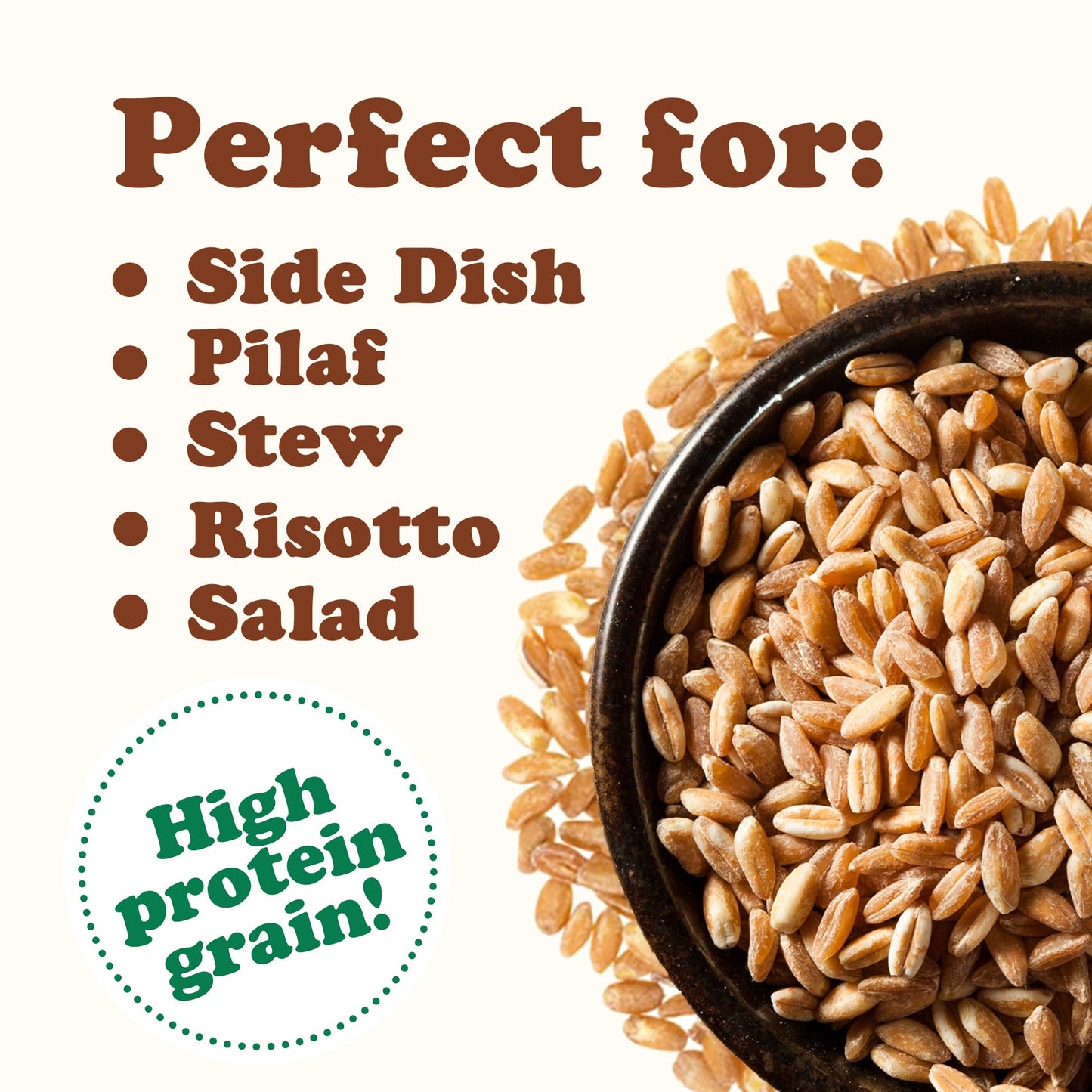 Food to Live Organic Italian Pearled Farro, 10 Pounds - Whole Farro Grain, Good Source of Fiber and Protein, Great for Salads, S