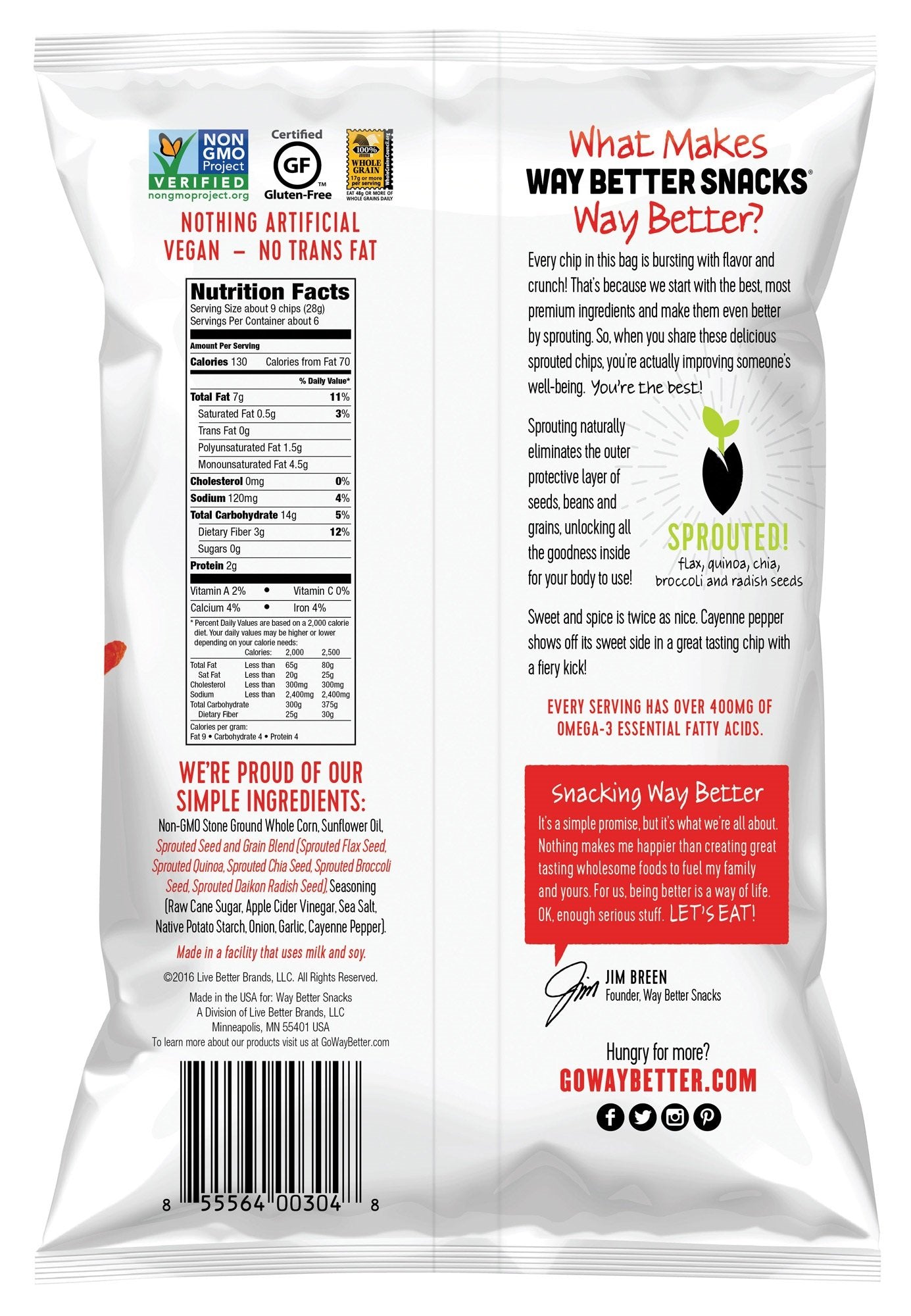 Way Better Snacks Sweet Chili Tortilla Chips, Non-GMO, 5.5 oz (Pack of 12)