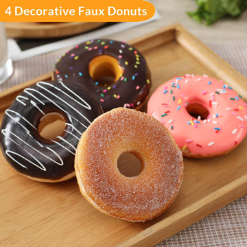 Joeabor Compatible With Donut 4 Pack Artificial Doughnut For Decoration Realistic Compatible With Food For Display Faux Dessert Party Decorations Photography Props