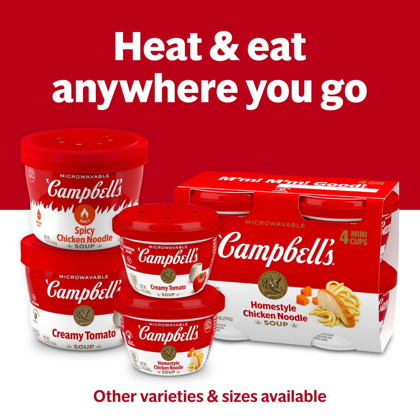 Campbells Spicy Tomato Soup, 15.4 oz Microwavable Bowl (Pack of 8)
