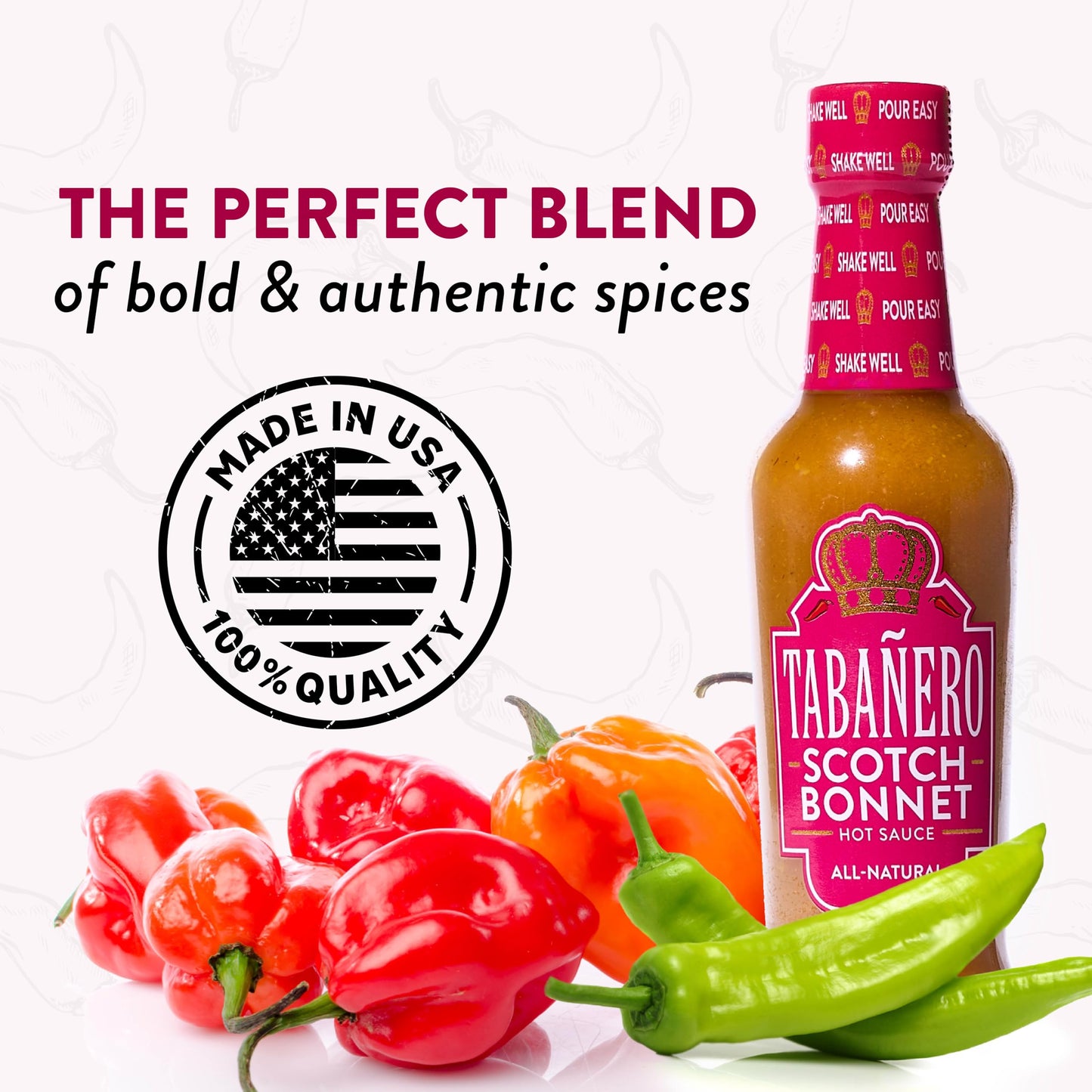Tabanero Hot Sauce - Scotch Bonnet Pepper, All-Natural, Gluten-Free, Vegan, Kosher, 5 oz Bottle