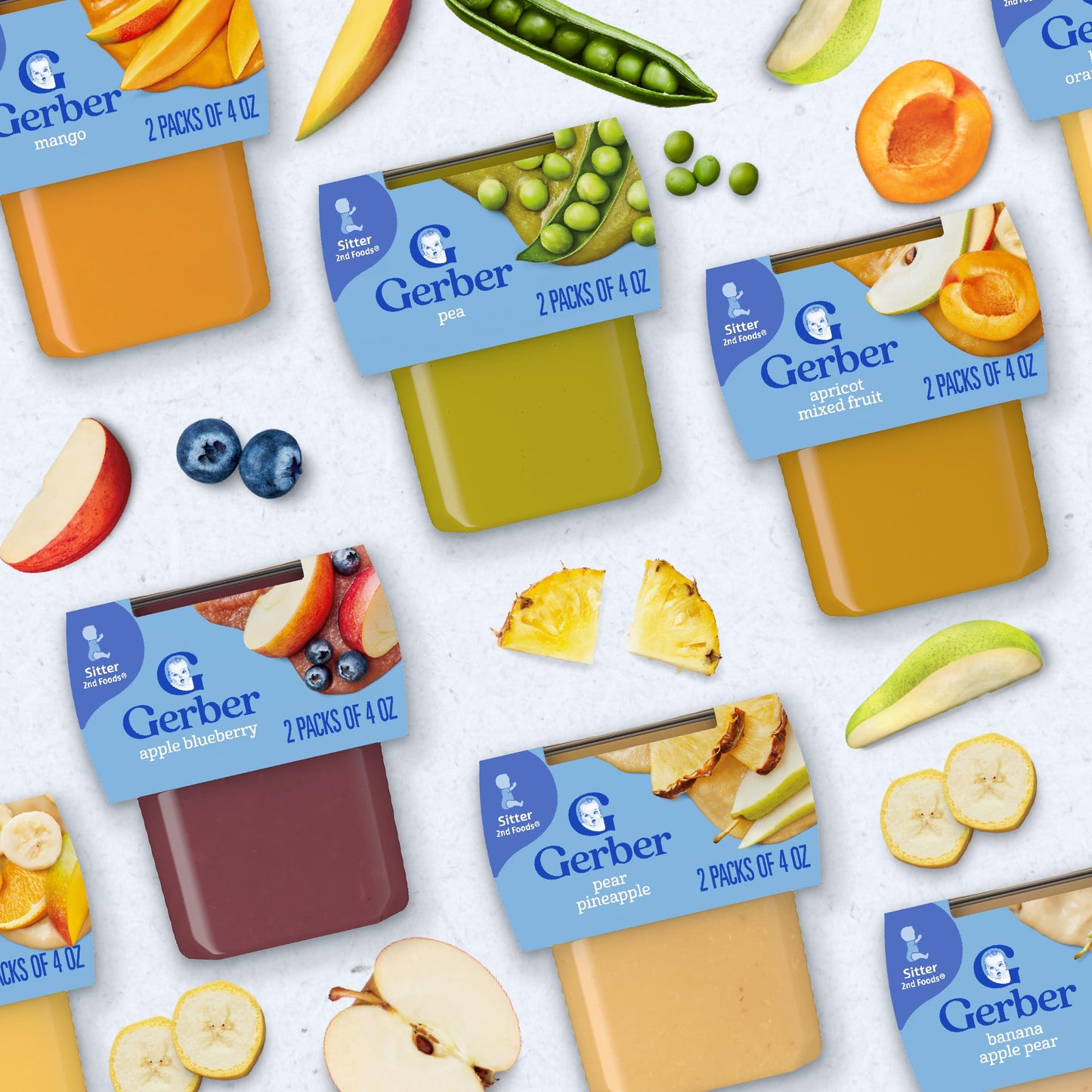 Gerber 2Nd Foods Bananas With Apples & Pears, 4 Ounce Tubs, 2 Count (Pack Of 8)