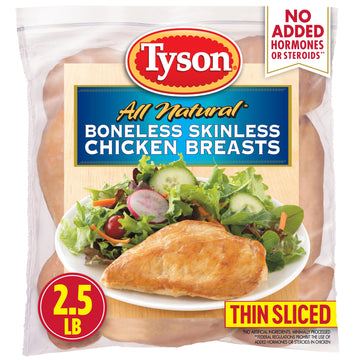 Tyson Boneless Skinless Chicken Breasts, Frozen, 2.5 Lb