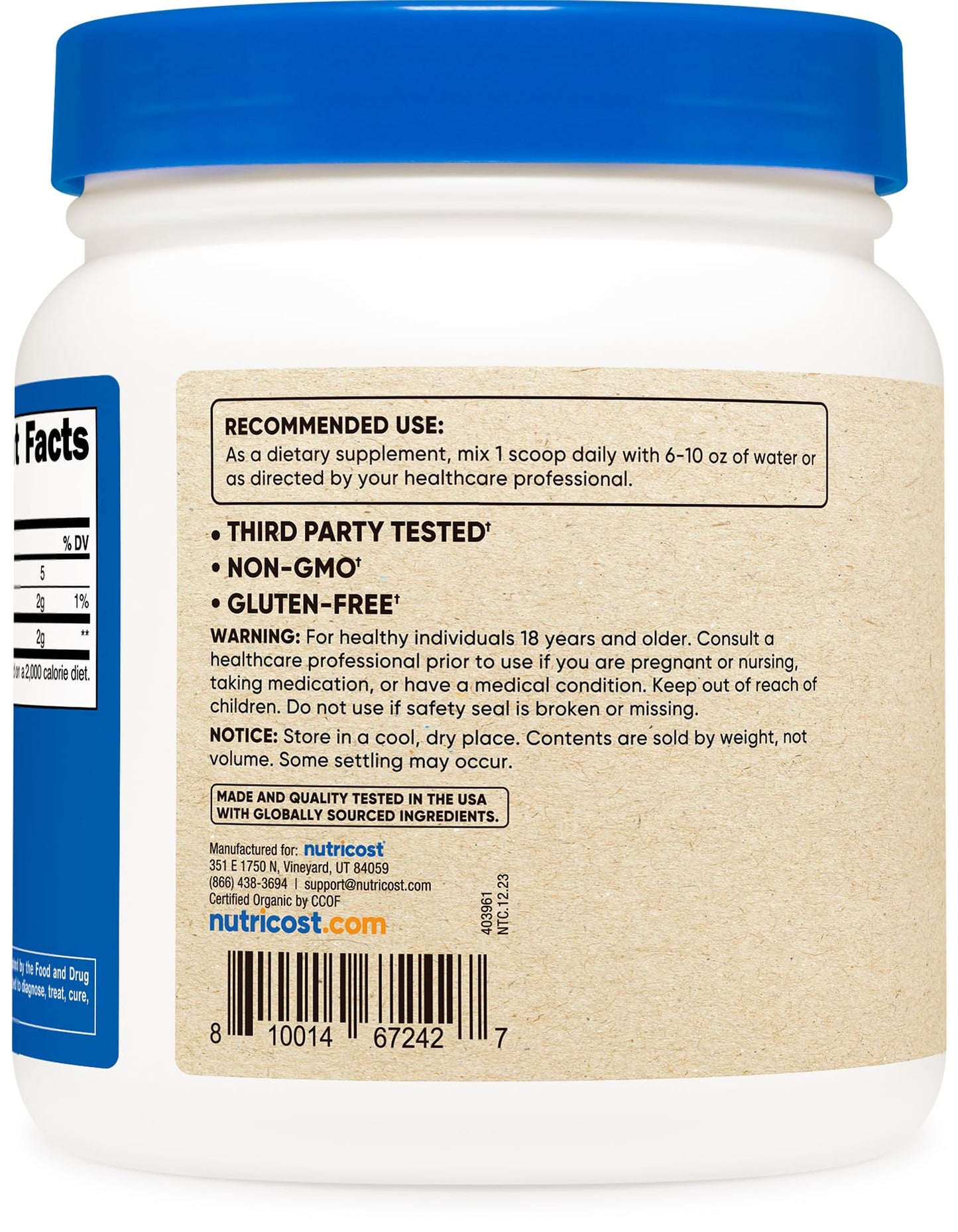 Nutricost Organic Turmeric Root Powder - USDA Organic, Gluten Free, Non-GMO, 16 Ounce (1 LB)
