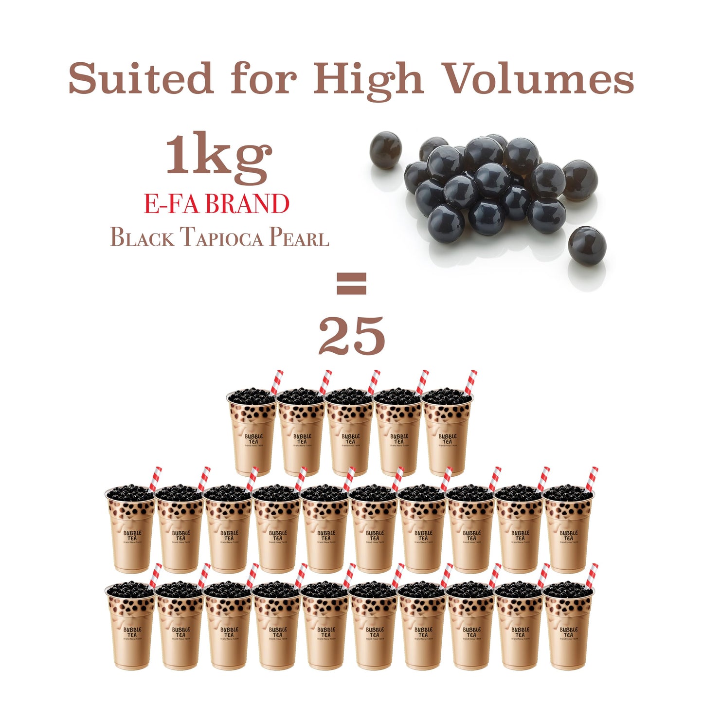 E-Fa Brand E8 Boba Black Tapioca Pearl, Fresh Boba Bubble Tea Ready In 5 Minutes, 2.2 Lb