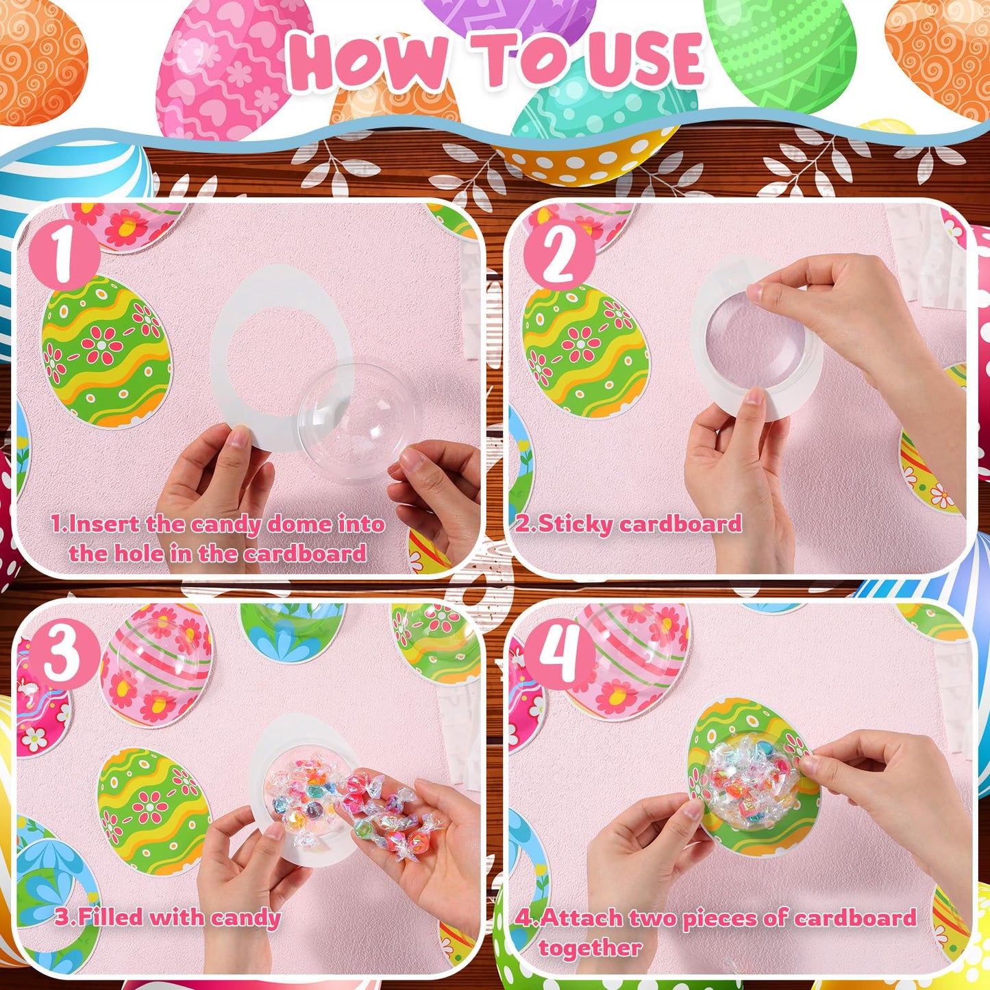 Motiskyy 30 Pack Easter Candy Fillable Card With Clear Candy Domes Chocolate Holder Cards For Easter Hunt Treat Gift Rewards Sur