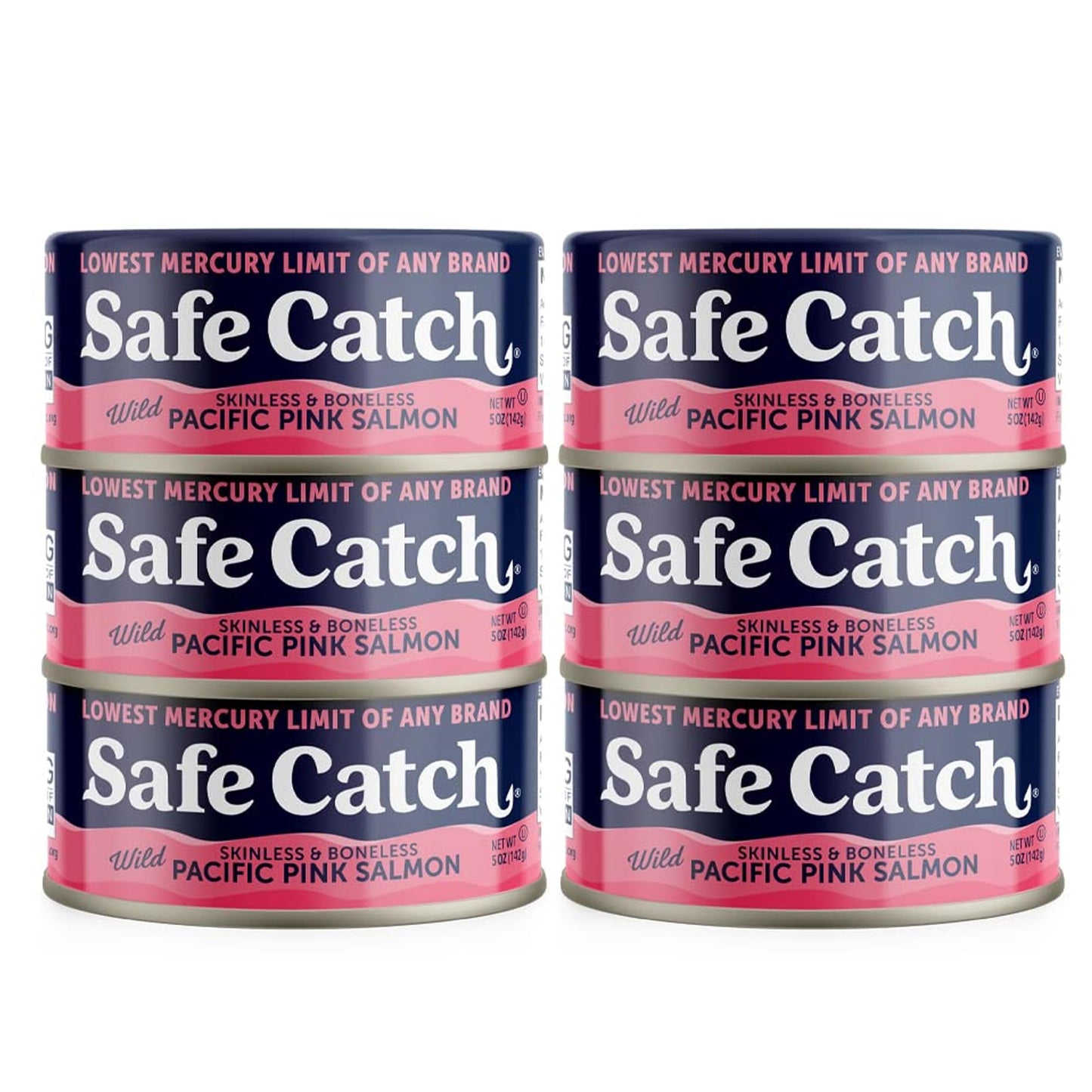 Safe Catch Wild Pink Salmon Canned Wild-Caught Skinless Boneless Salmon Fish Every Can Of Salmon Is Mercury Tested Kosher  6-Pack Salmon Cans 5oz