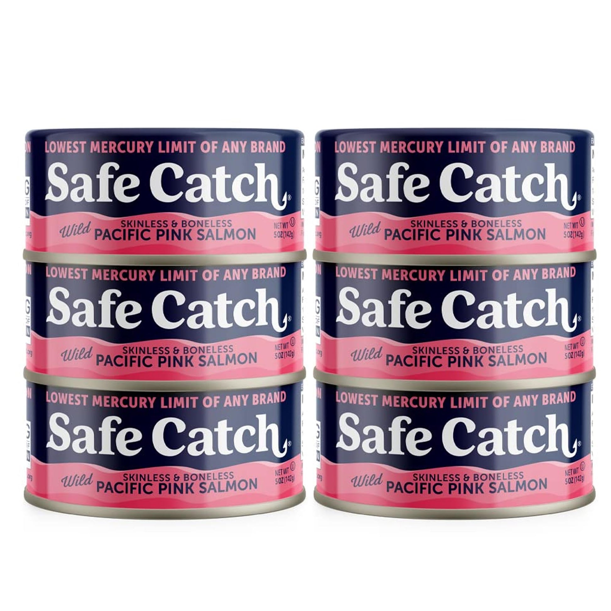 Safe Catch Wild Pink Salmon Canned Wild-Caught Skinless Boneless Salmon Fish Every Can Of Salmon Is Mercury Tested Kosher  6-Pack Salmon Cans 5oz
