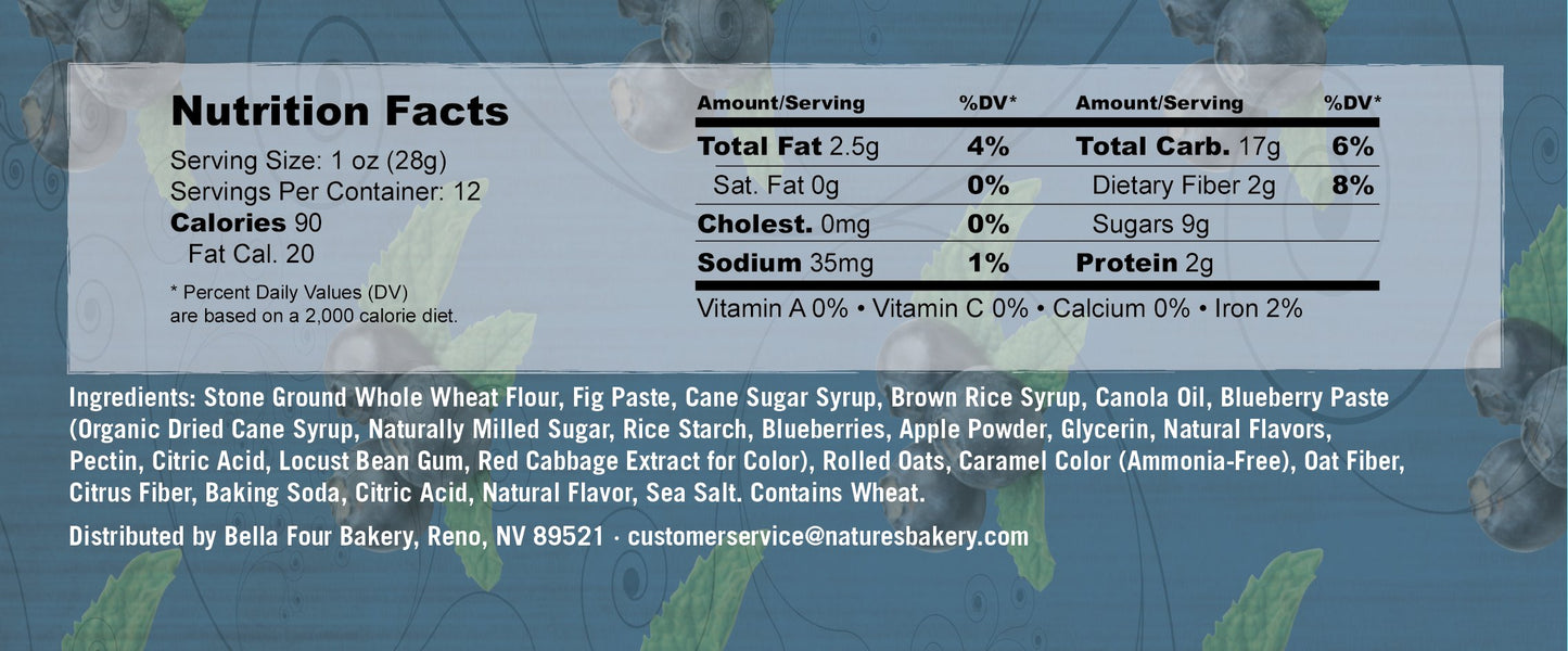 Nature'S Bakery Whole Wheat Fig Bar, Blueberry, 6 Count (Pack Of 12)
