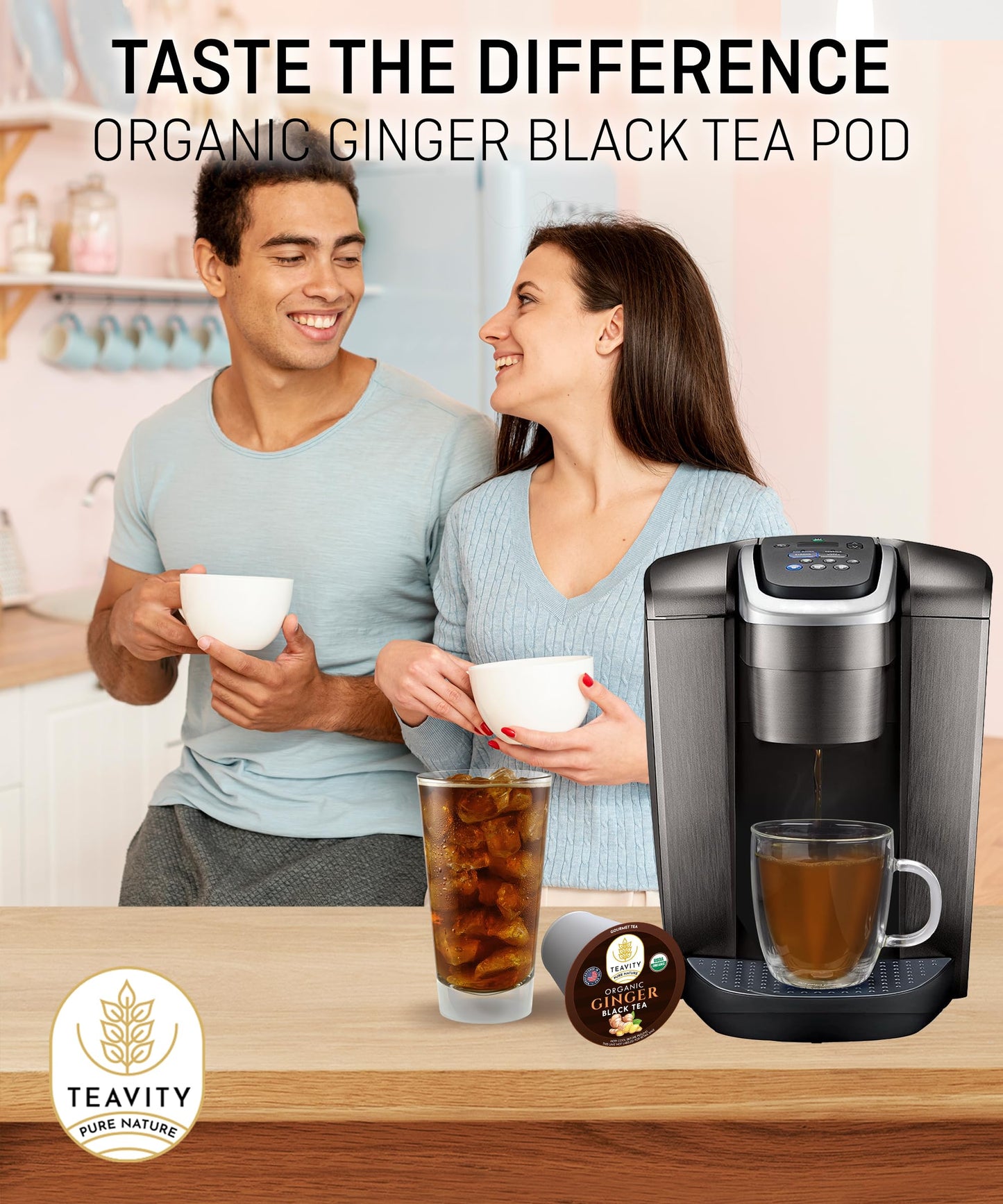 Organic Ginger Tea Pods For Keurig With Unsweet Black Tea For K Cup Brewing - Ginger Black Tea By Teavity (12 Tea Pods)
