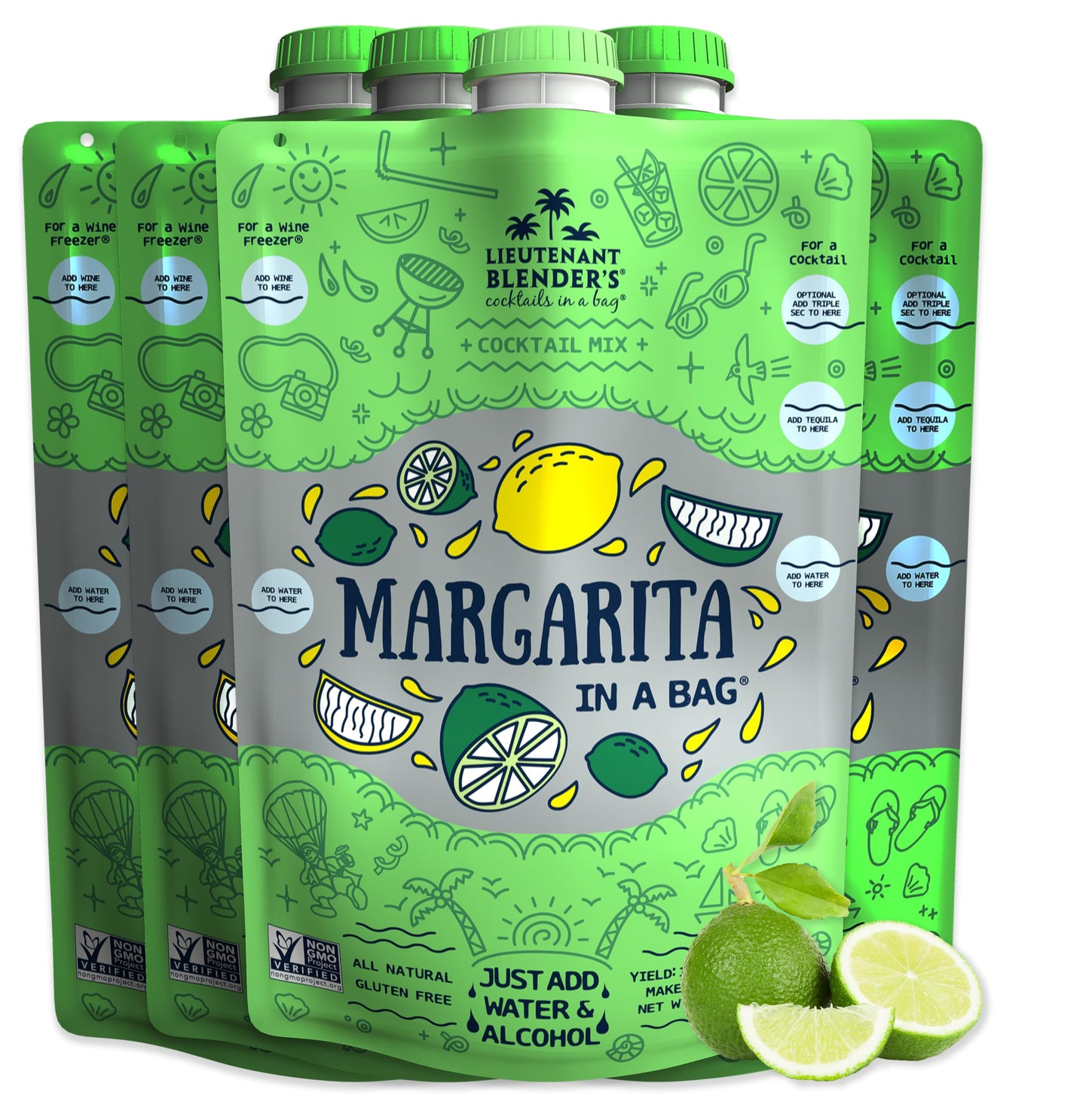 Lt. Blender Margarita Mix - All Natural Cocktail Mix for Frozen Margaritas - Pack of 4