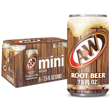 A&W Root Beer Soda, 7.5 fl oz Cans, 6 Pack, Model 10085415