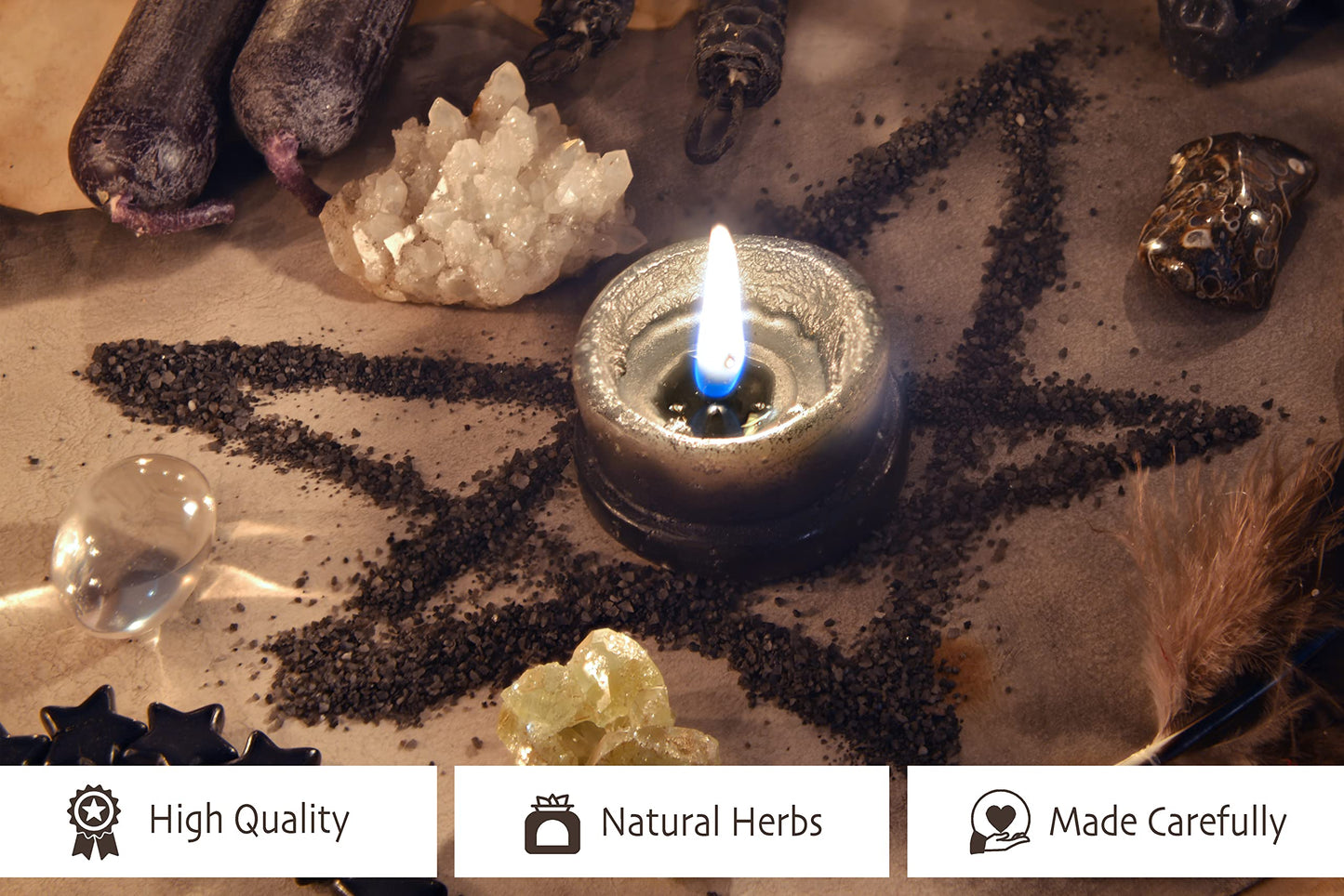 SPIRITUAL HEALING Black Salt for Wiccan Protection Rituals - Handcrafted with Herbs - 2 Oz