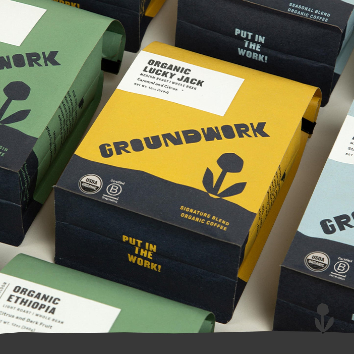 Groundwork Certified Organic Whole Bean Coffee, Lucky Jack, 12 oz Bag