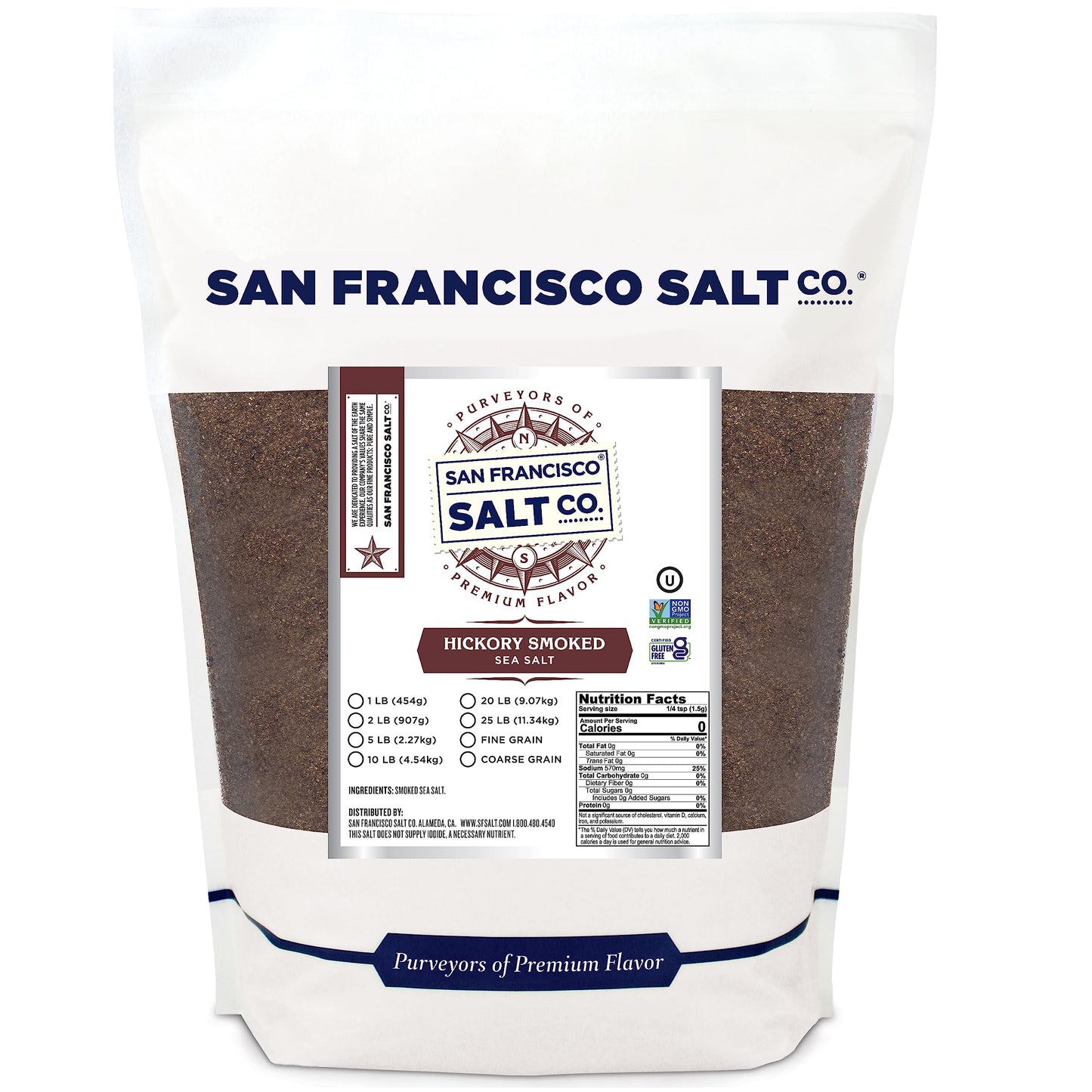 San Francisco Salt Company Hickory Smoked Sea Salt - Fine Grain, 2 lb. Bag