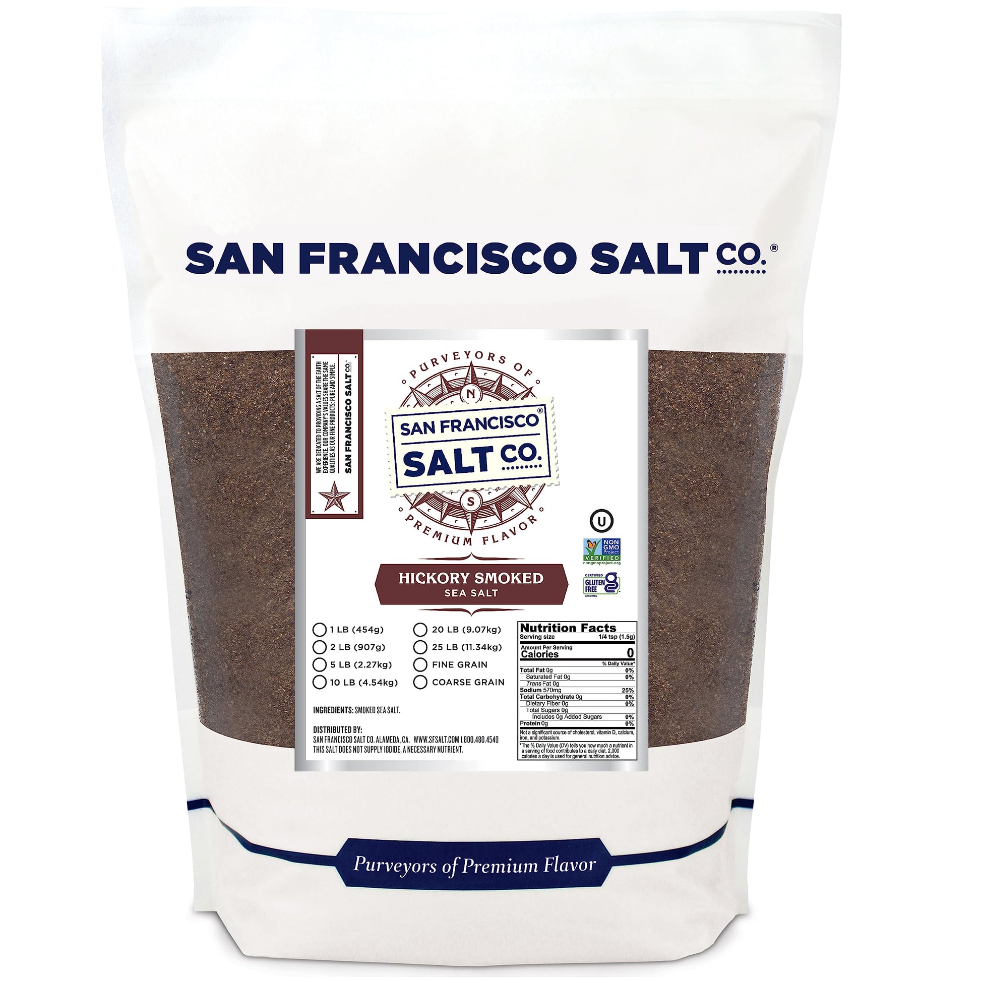 San Francisco Salt Company Hickory Smoked Sea Salt - Fine Grain, 2 lb. Bag