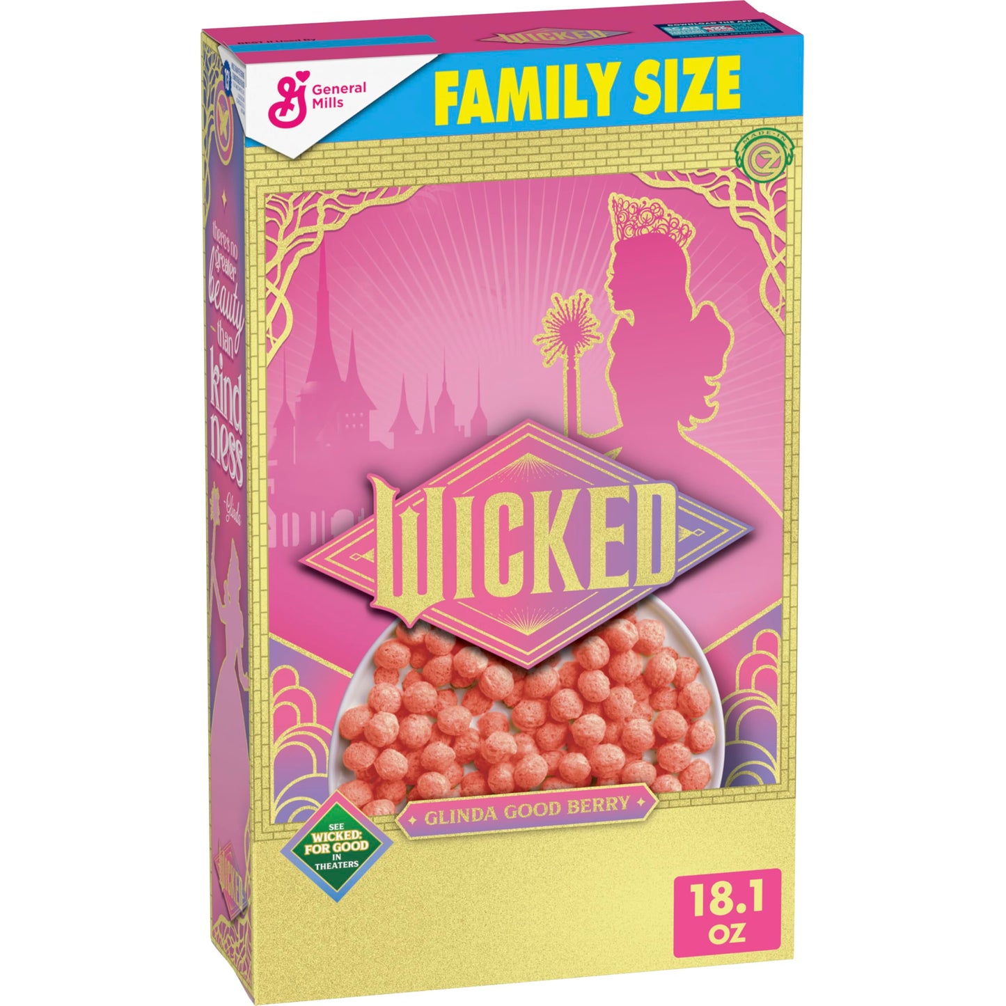 General Mills Wicked Cereal, Glinda Good Berry Flavor, Family Size, 18.1 oz