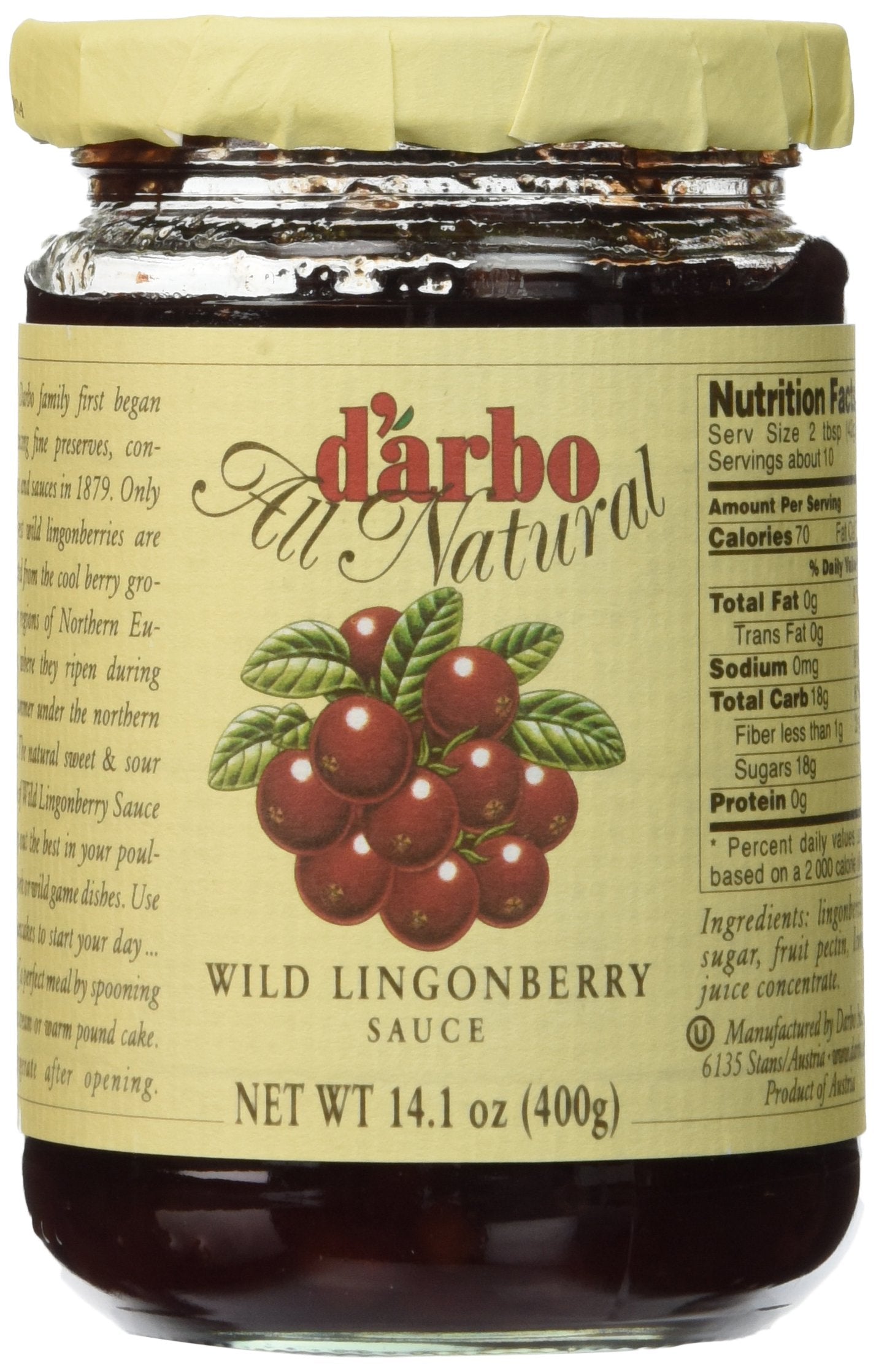 D'arbo Lingonberries In Jars, 14.1 Ounces