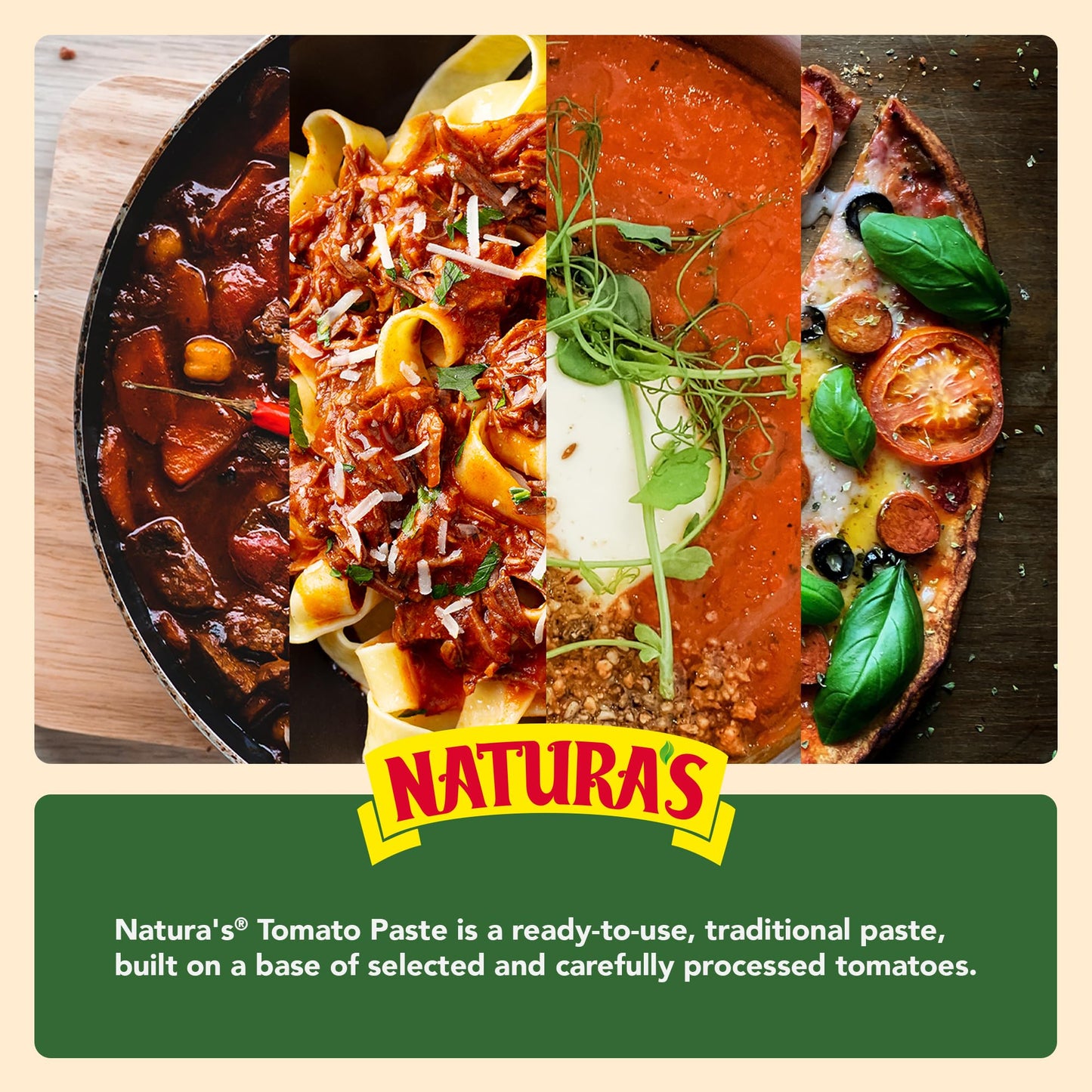 Naturas Natural Tomato Paste, Heat-and-Eat Tomato Paste, 7.1 Oz (Pack of 24)