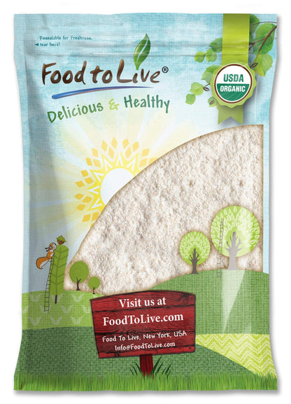 Food to Live Organic Oat Flour, 8 Pounds - Non-GMO, Fine, Stone Ground from Whole Grain Oat Berries, Kosher, Vegan, Bulk, Great 