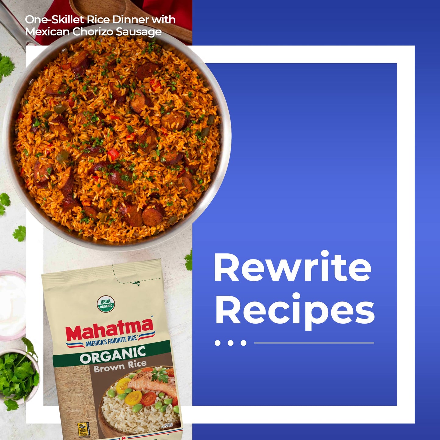 Mahatma Organic Brown Rice, 2-Pound Bag Of Rice, Microwave Rice In 20 Minutes Or Cook On Stovetop In 1 Hour