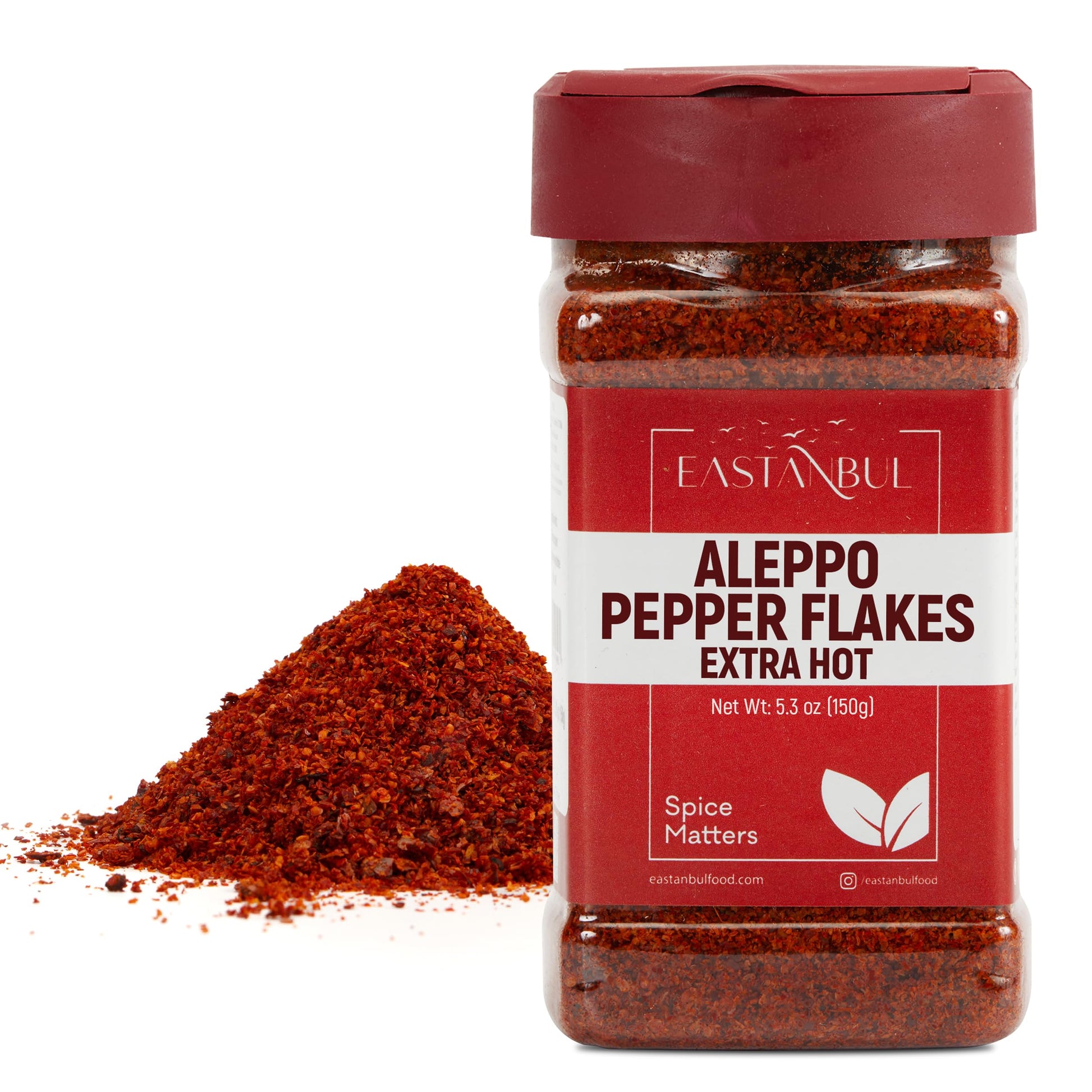 Eastanbul Aleppo Pepper (Extra Hot), 5.3oz, Aleppo Pepper Flakes, Pul Biber, Crushed Turkish Red Biber, Turkish Spice, Rich Flav