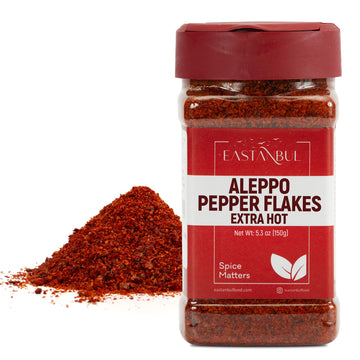 Eastanbul Aleppo Pepper (Extra Hot), 5.3oz, Aleppo Pepper Flakes, Pul Biber, Crushed Turkish Red Biber, Turkish Spice, Rich Flav