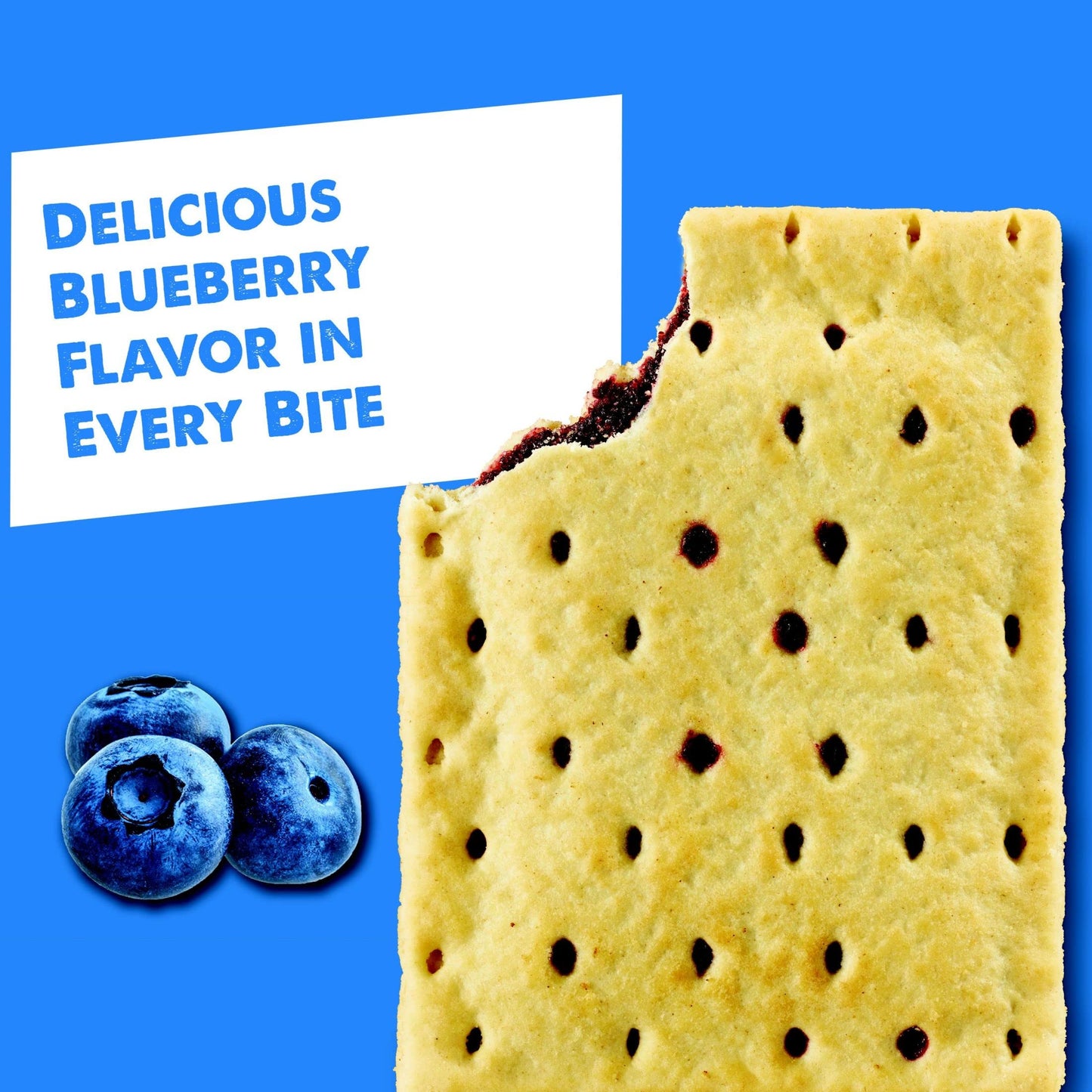 Pop-Tarts Toaster Pastries, Breakfast Food And Kids Snacks, Unfrosted Blueberry, 10.15Lb Case (96 Pop-Tarts)