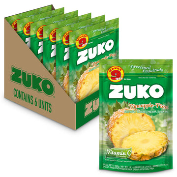 Zuko Pineapple Instant Powder Drink, Family Pack, No Sugar Needed, Vitamin C, Family Pack 14.1 Oz (Pack Of 6)