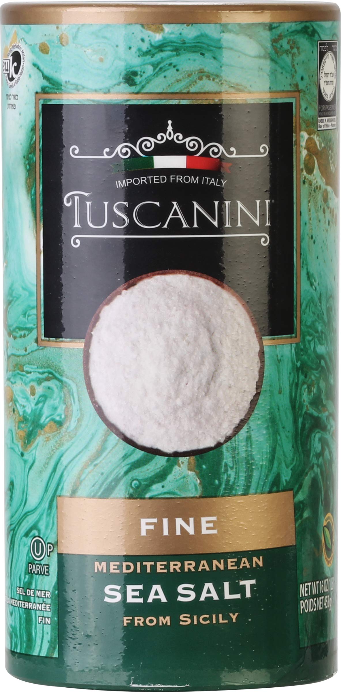 Tuscanini Premium Italian Fine Sea Salt, Mediterranean Sea Salt, 16oz Tube, 1 Pound