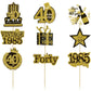 Gyufise 36Pcs Happy 40Th Birthday Cupcake Toppers Glitter Black Gold Forty Hello 40 Vintage 1985 Cupcake Picks Cheers To 40 Year