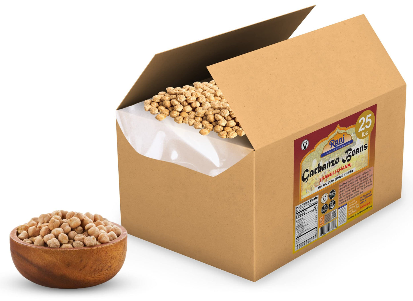 Rani Garbanzo Beans (Kabuli Chana) 400Oz (25Lbs) 11.36Kg Bulk Box ~ All Natural | Vegan | Gluten Friendly | Non-Gmo | Indian Ori