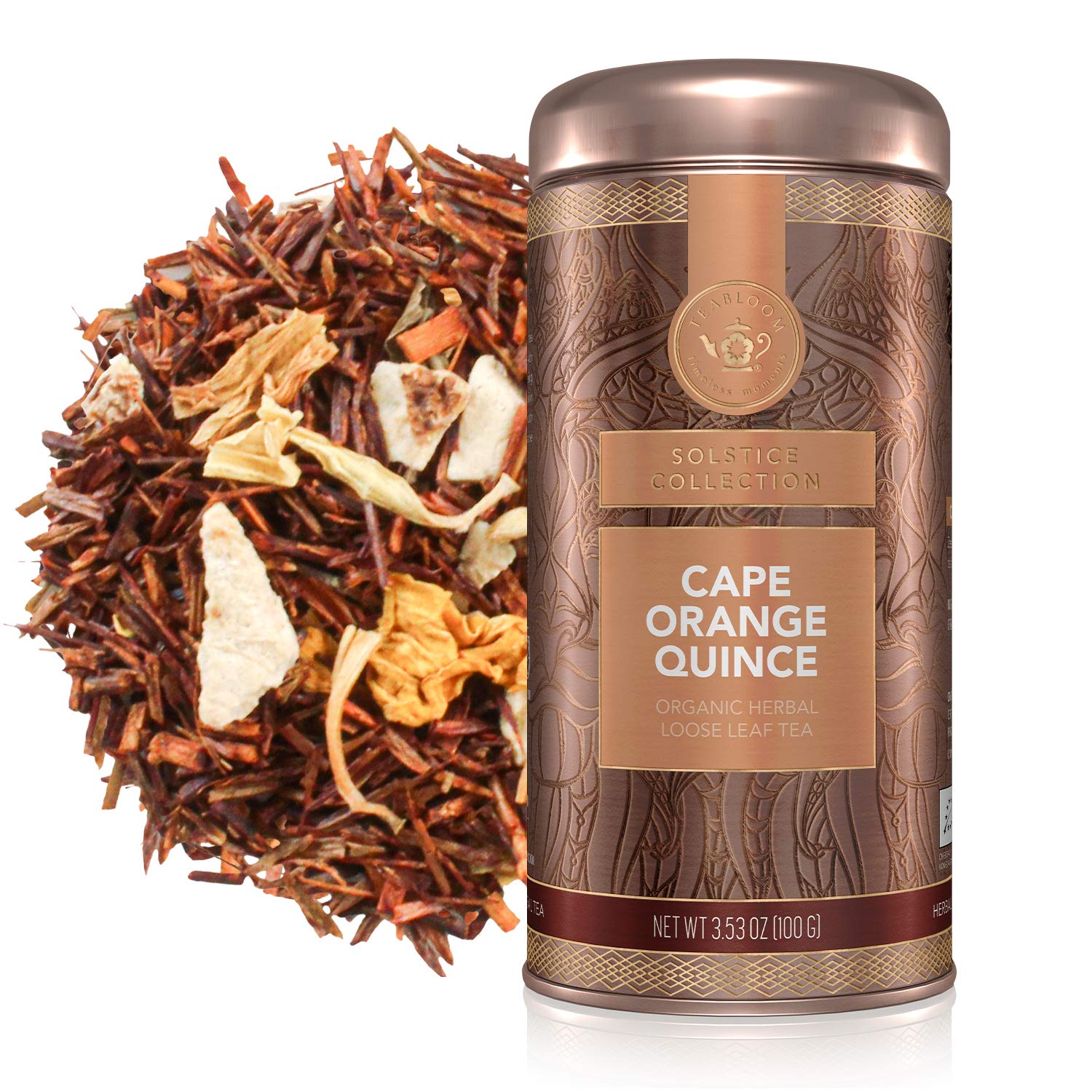 Teabloom Organic Herbal Tea Cape Orange Quince Loose Leaf 3.53 oz Canister