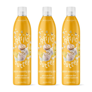 Winona Pure Garlic Butter Seasoning Spray - For Popcorn, Chicken, Baked Potatoes, Vegetables & More - 5 oz Bottle - 3 Pack