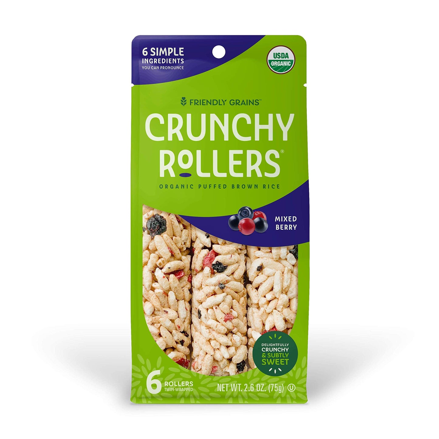 Friendly Grains - Crunchy Rollers - Organic Rice Snacks, Crispy Puffed Rice Rolls, Healthy Snack Rolls For Adults And Kids - Mix