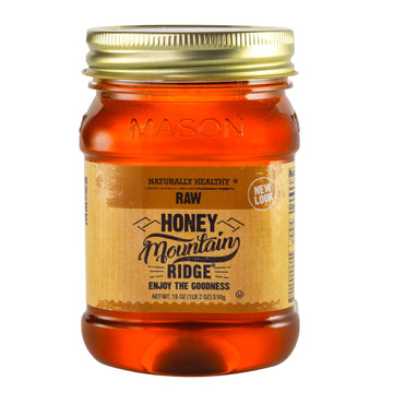 Mountain Ridge Honey, Naturally Healthy 100% Pure Raw Honey, 18 Ounces