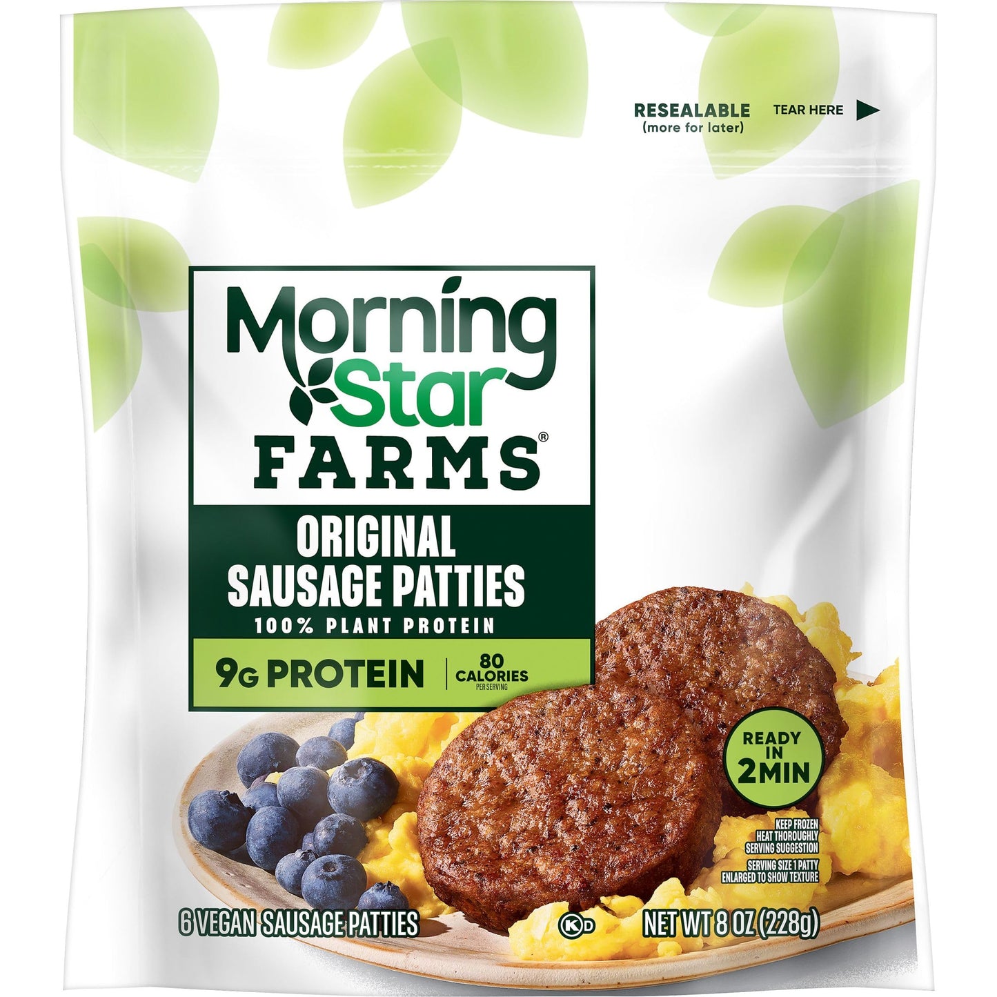 MorningStar Farms Plant Based Sausage Patties, Vegan Meat (6 Count)