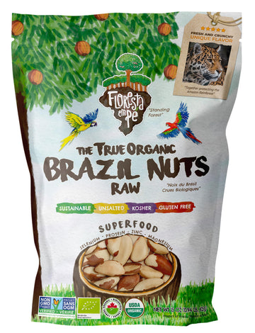 Floresta em P   The True Organic Premium Brazil Nuts (15oz) Raw & Unsalted | Kosher | Non-Gmo | Certified Organic | Fresh | Vega