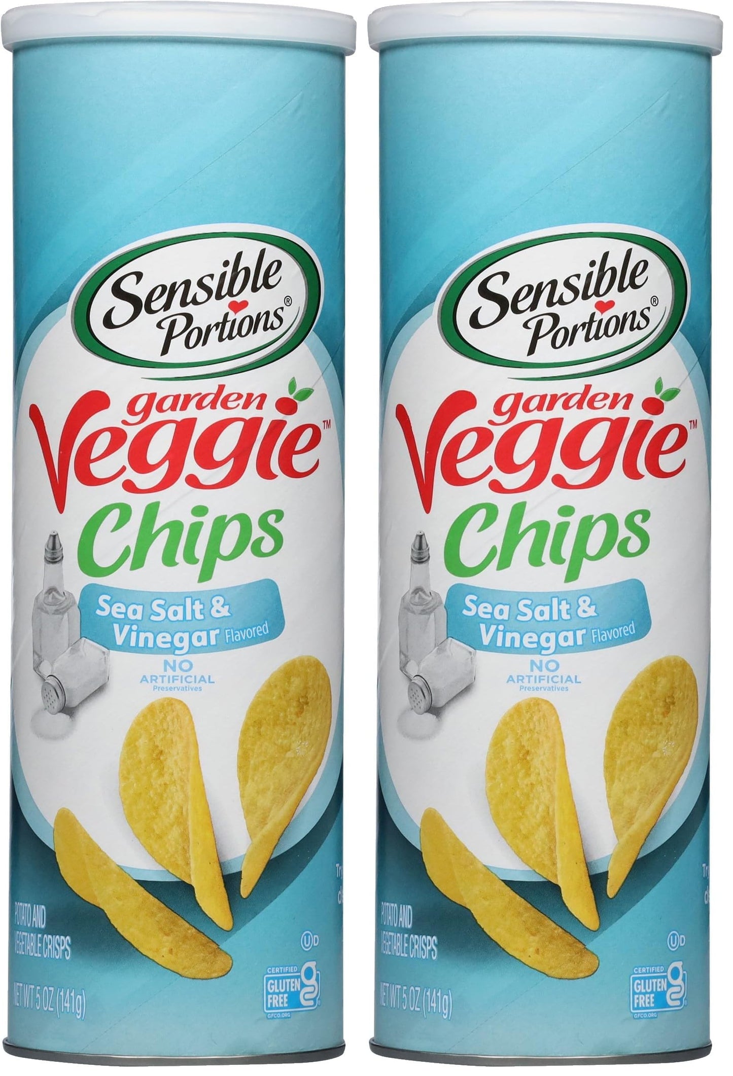 Sensible Portions Stacked Garden Veggie Chips, Salt & Vinegar, 5 oz (Pack of 2)